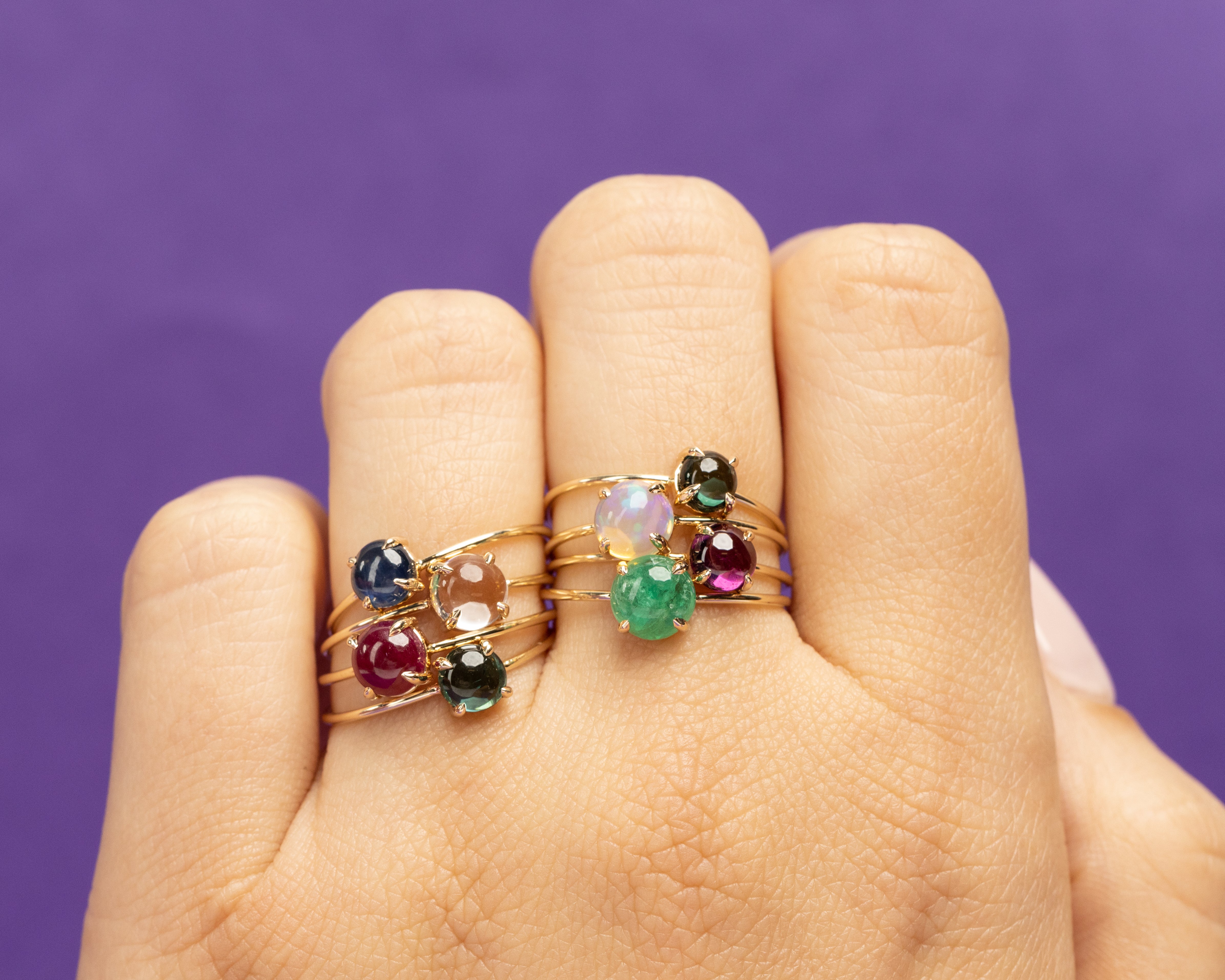 Mix & Match Starflower's Colored Stone Microstrackable Rings to Match Your Style!