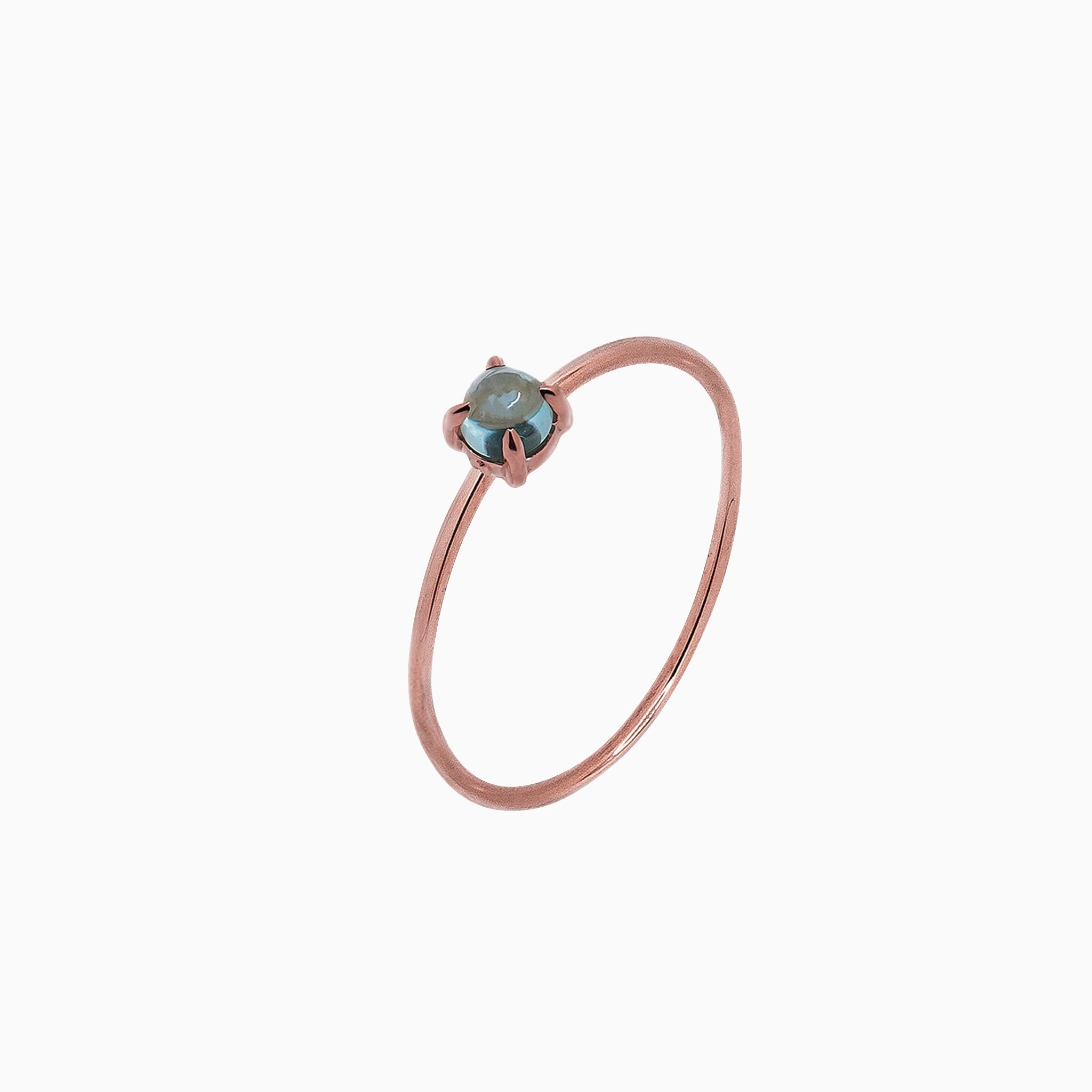 14k Rose Gold 3mm Blue Topaz Microstackable Ring