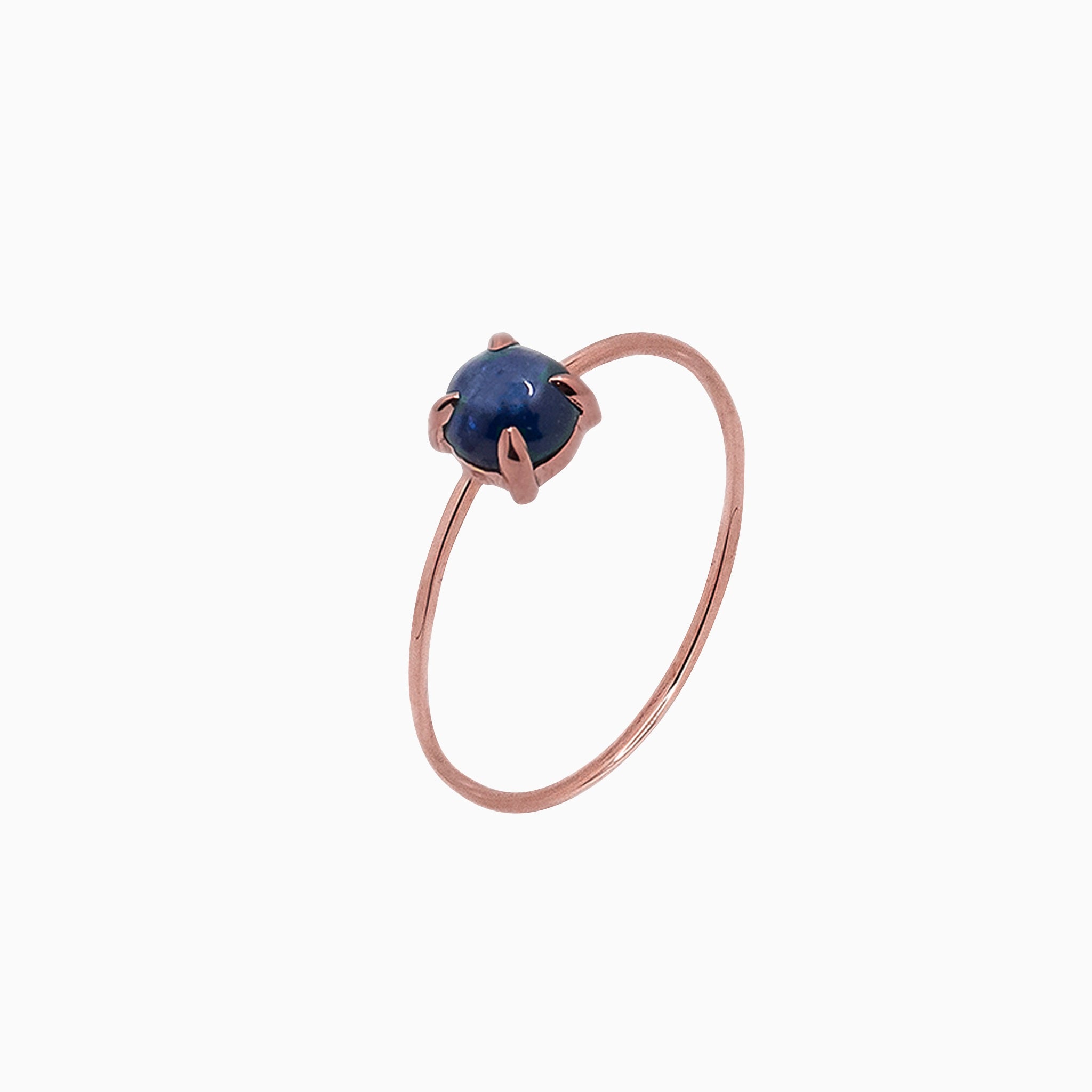 14k Rose Gold 4mm Blue Sapphire Microstackable Ring
