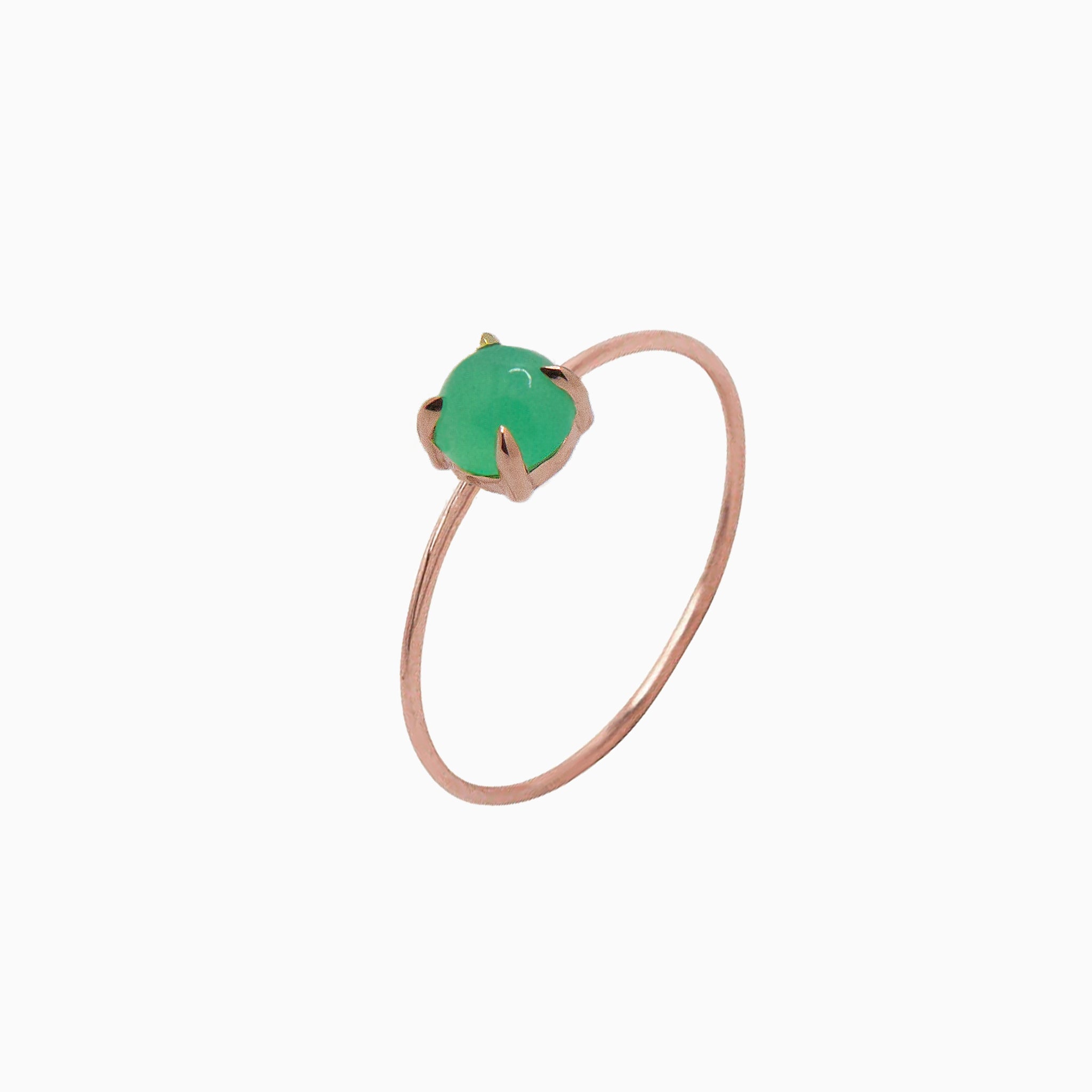 14k Rose Gold 5mm Apple Green Chrysoprase Microstackable Ring