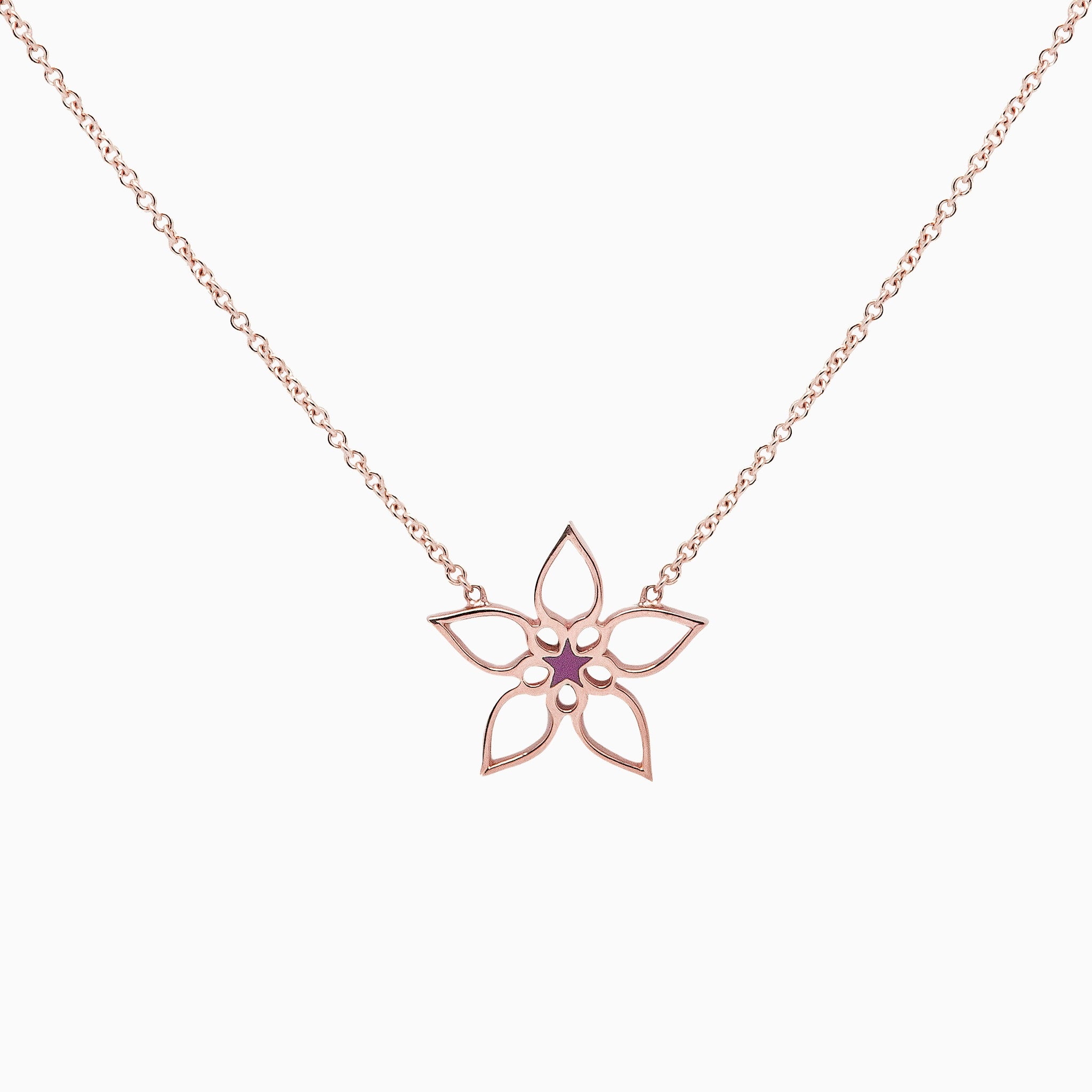 14k Rose Gold Starflower Logo Design Necklace