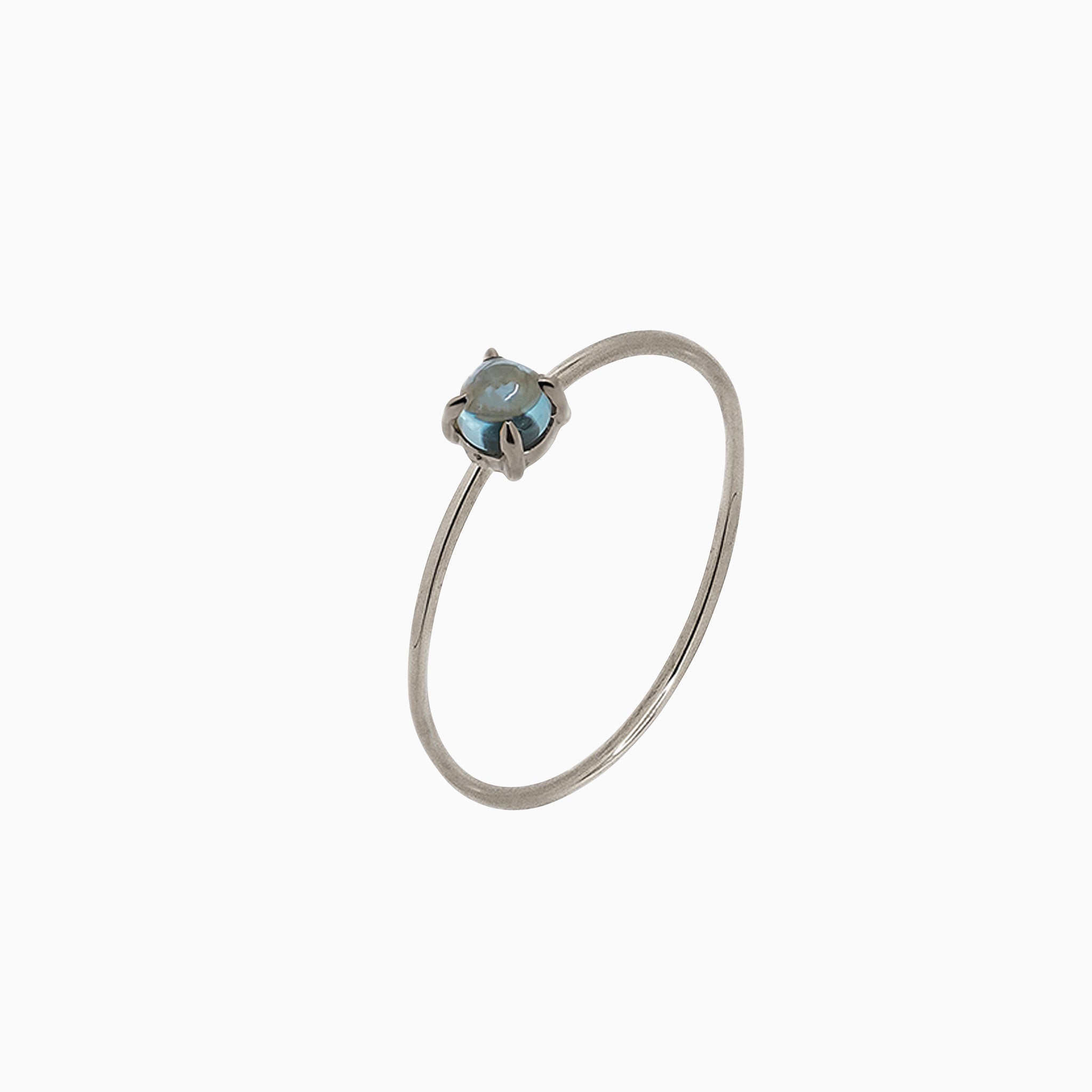 14k White Gold 3mm Blue Topaz Microstackable Ring