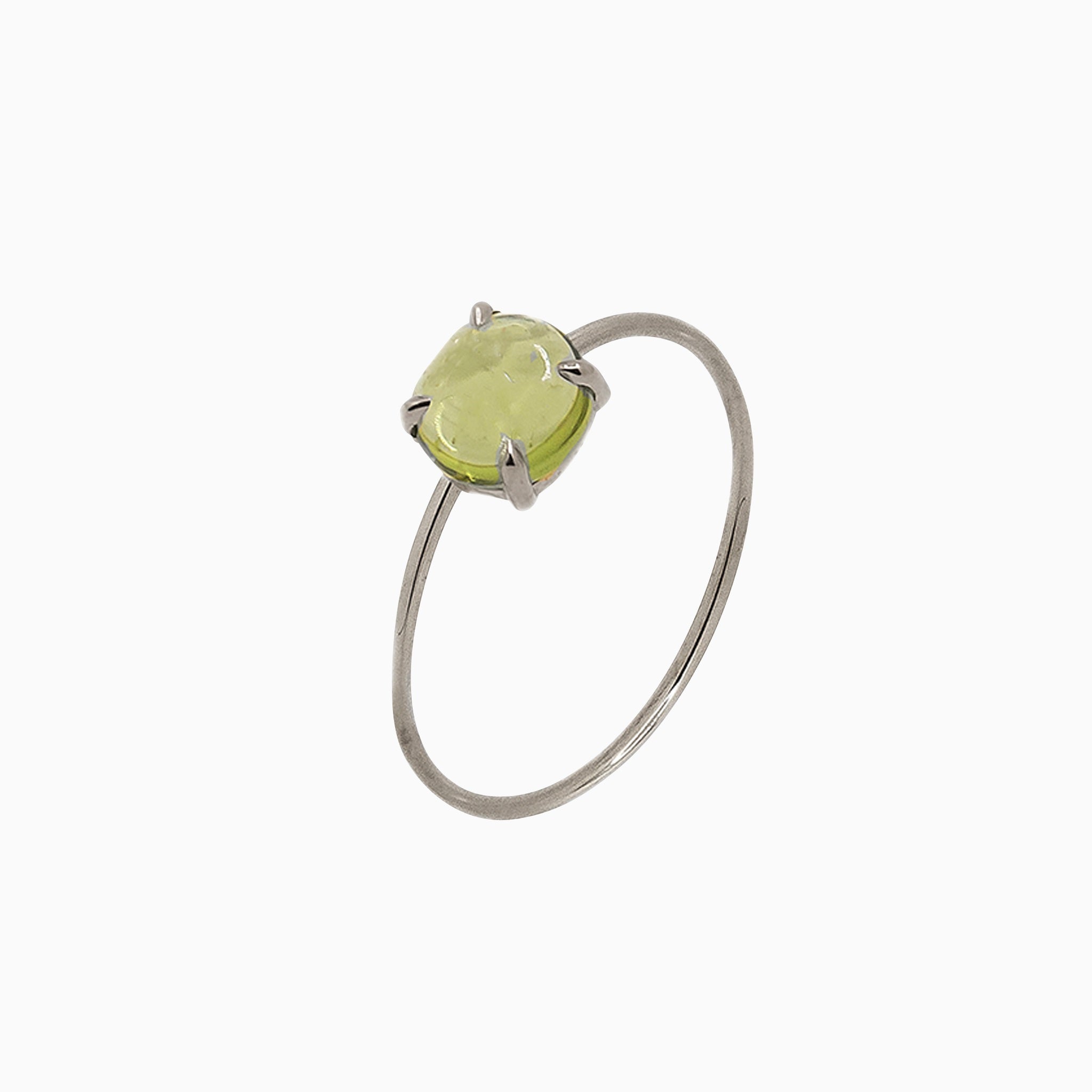 14k White Gold 6mm Peridot Microstackable Ring