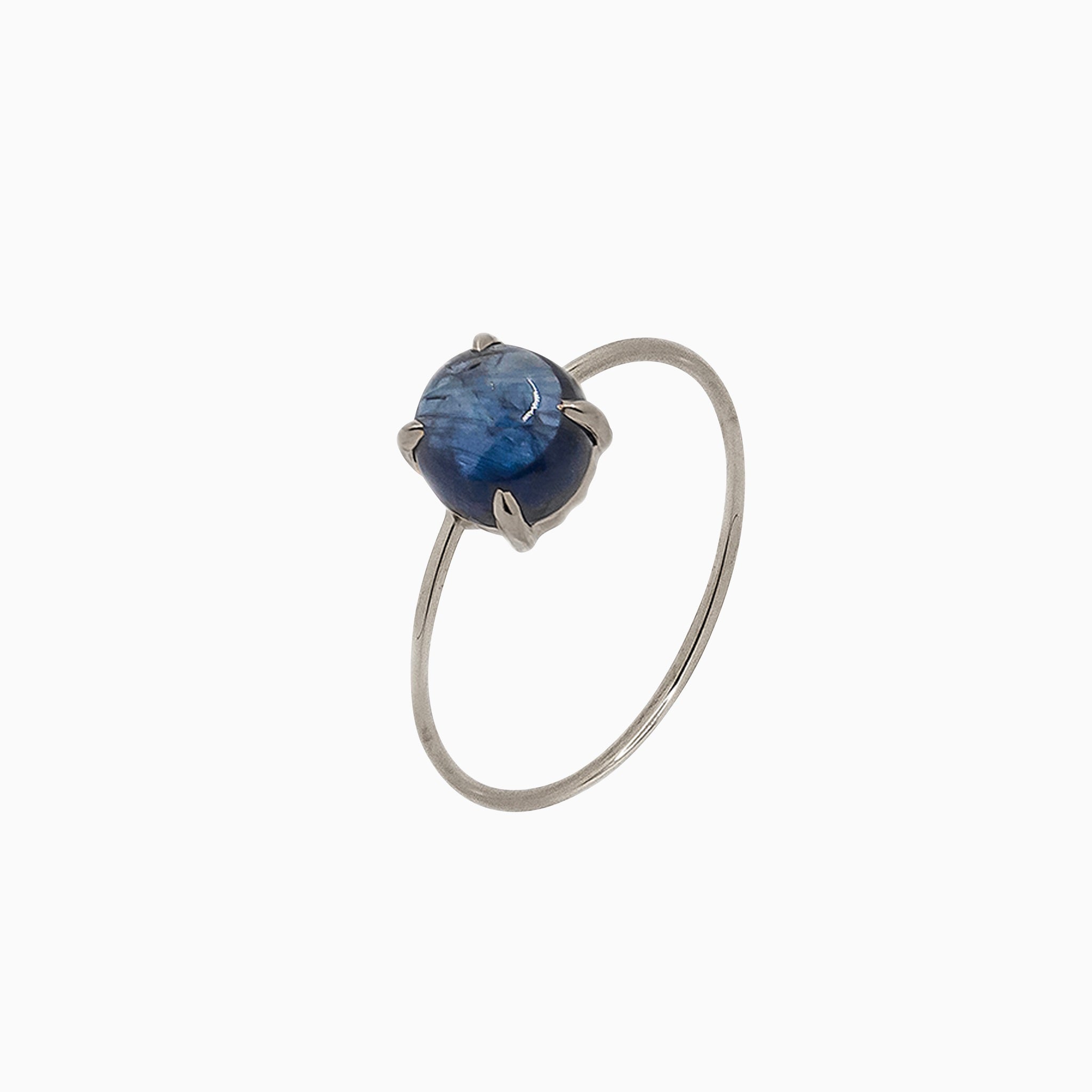 14k White Gold 6mm Blue Sapphire Microstackable Ring