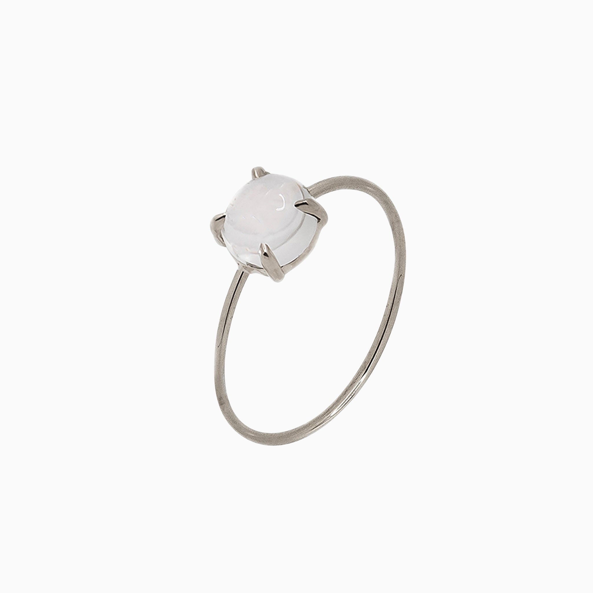 14k White Gold 6mm White Quartz Microstackable Ring