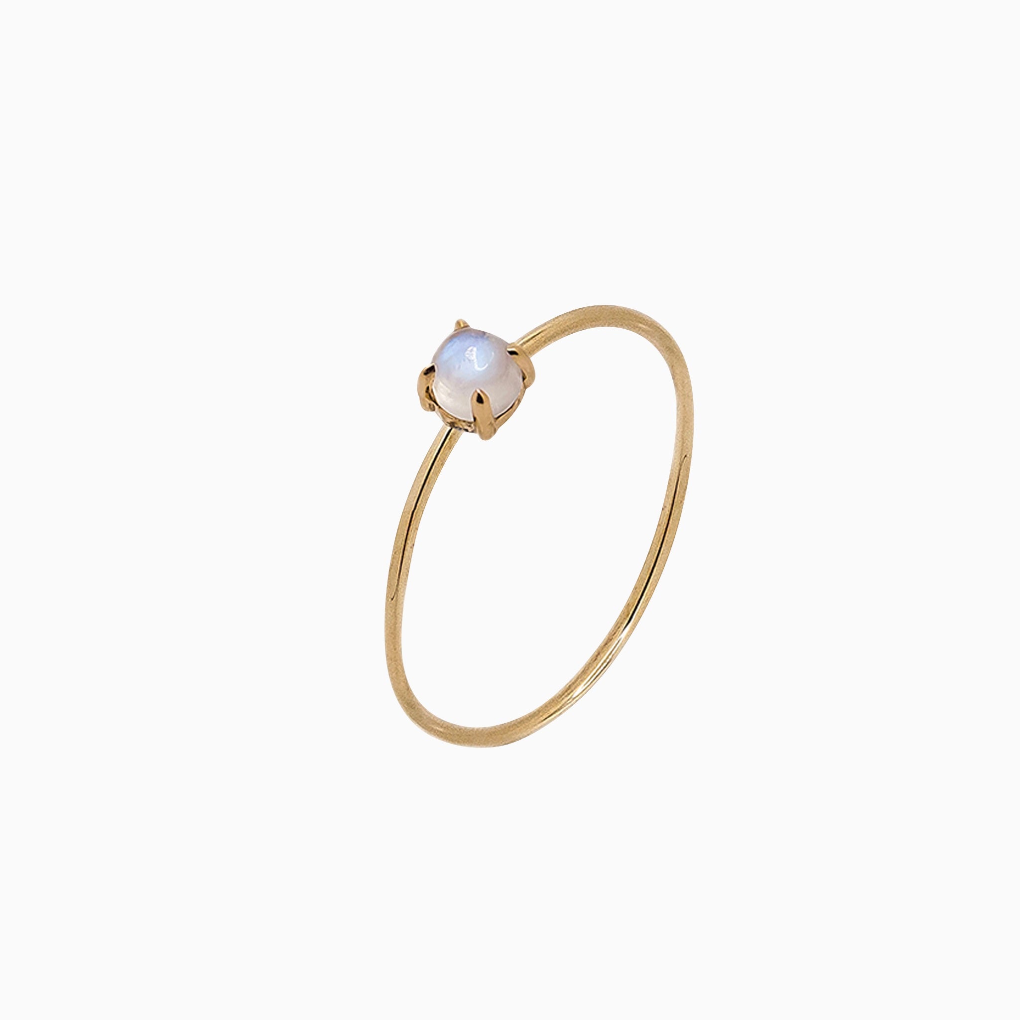 14k Yellow Gold 3mm Moonstone Microstackable Ring