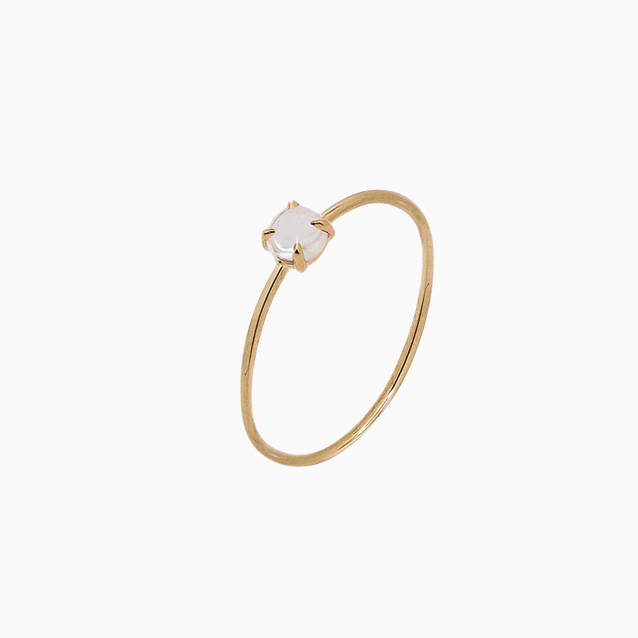 14k Yellow Gold 3mm White Quartz Microstackable Ring