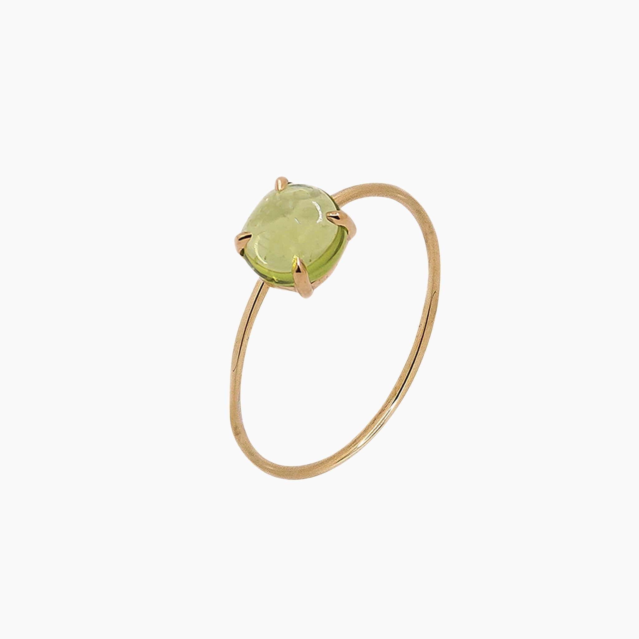 14k Gold Absolutely Effortless 6mm Plucky Peridot Microstackable Ring - Starflower Design