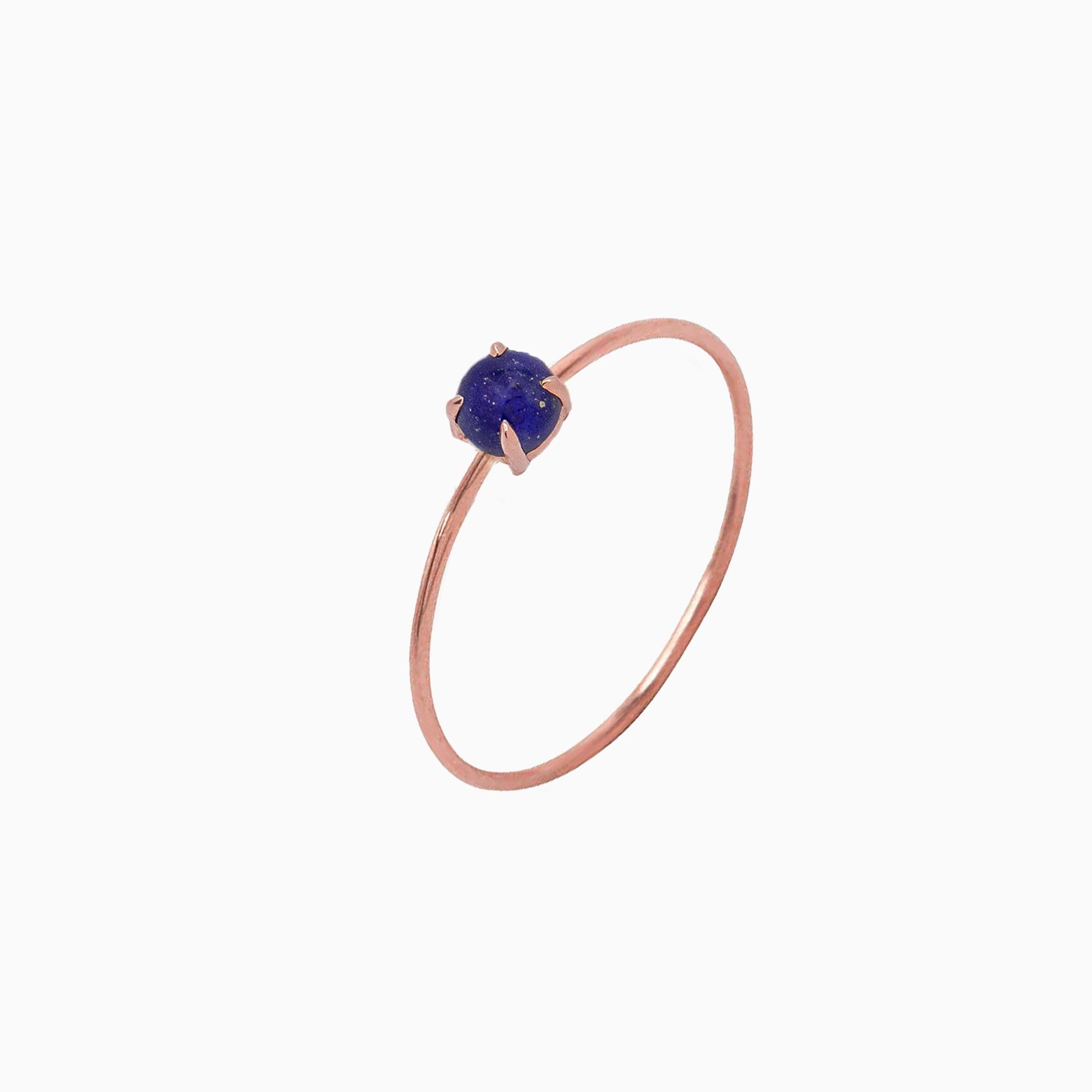 14K Rose Gold 3mm Blue Lapis Microstackable Ring