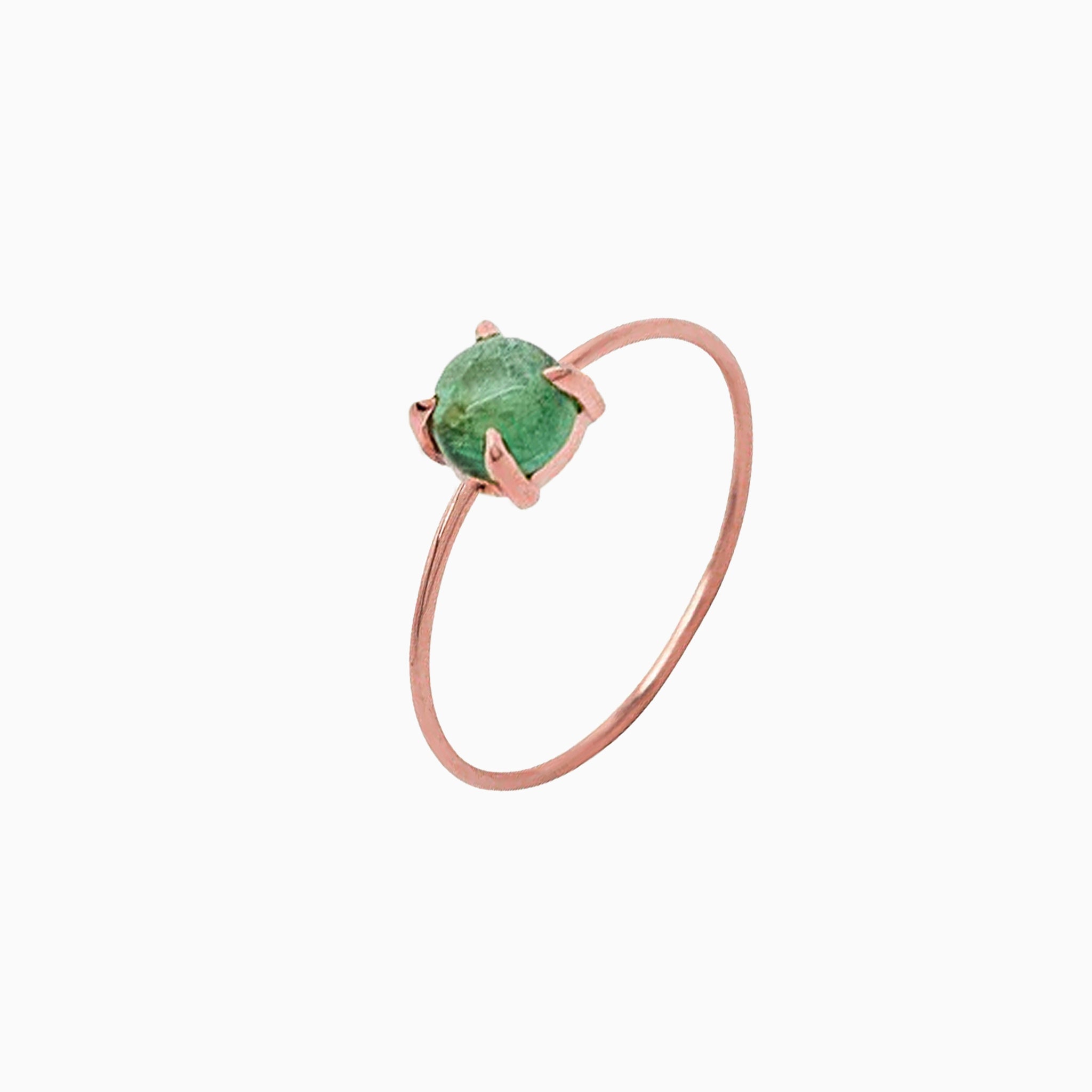 14K Rose Gold 5mm Green Tourmaline Microstackable Ring