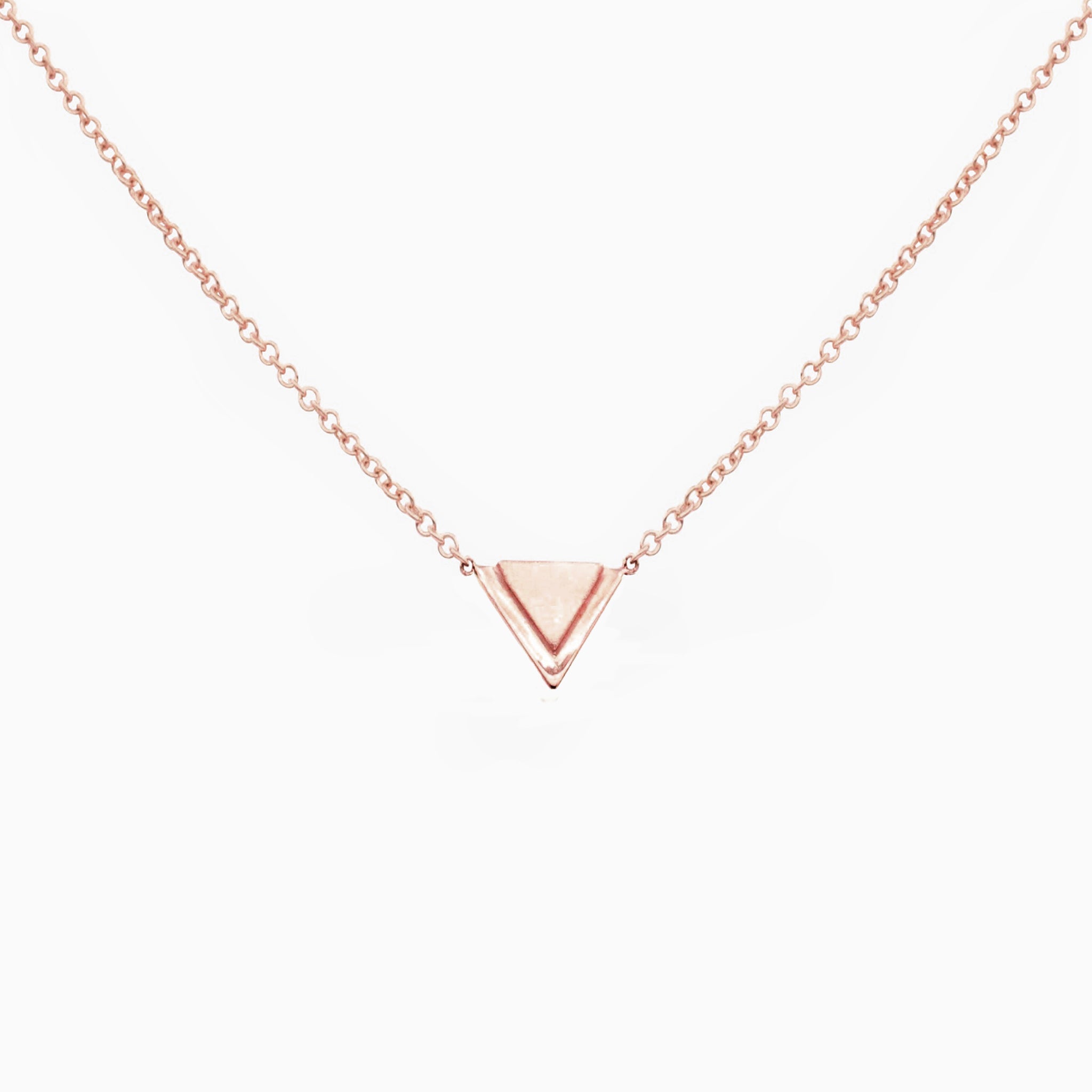 14k Rose Gold Petite Double Triangle Single Station Necklace