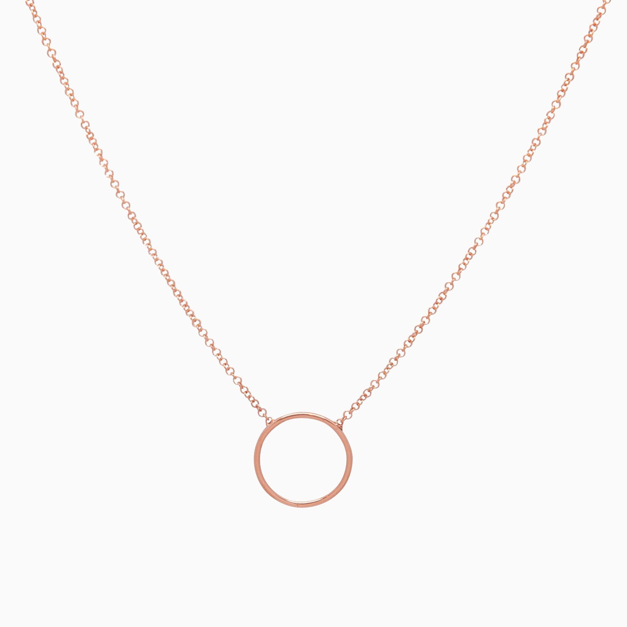 14k Rose Gold Round Open Ring Necklace