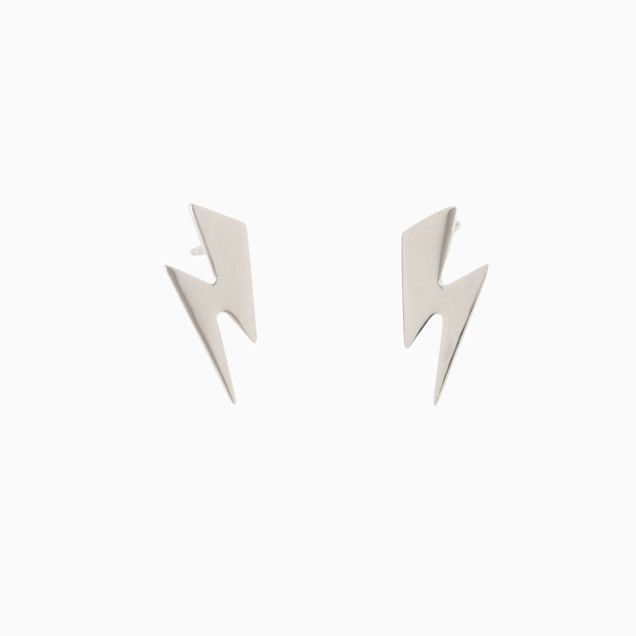 14k White Gold Striking Lightning Bolt Earrings