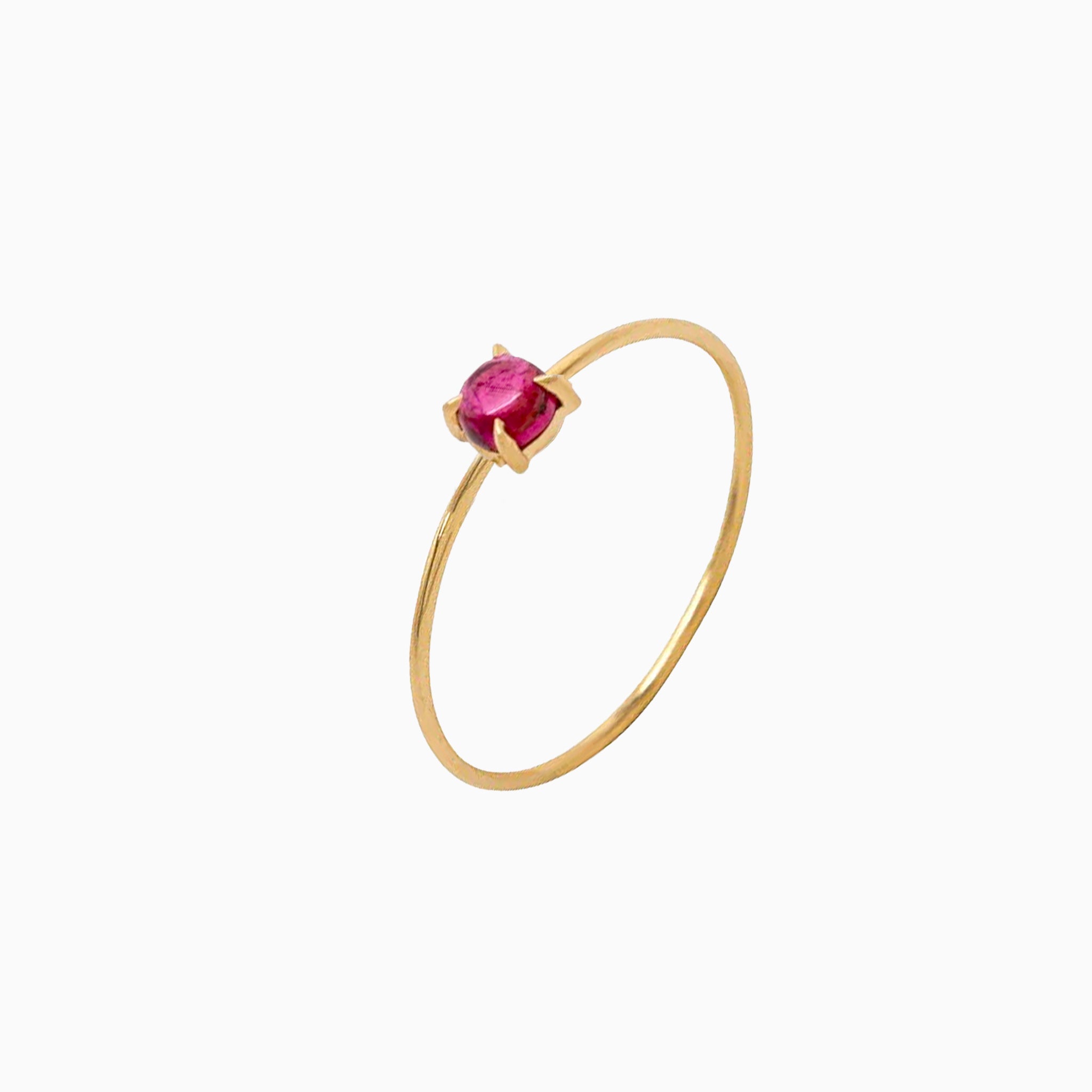 14K Yellow Gold 3mm Pink Tourmaline Microstackable Ring