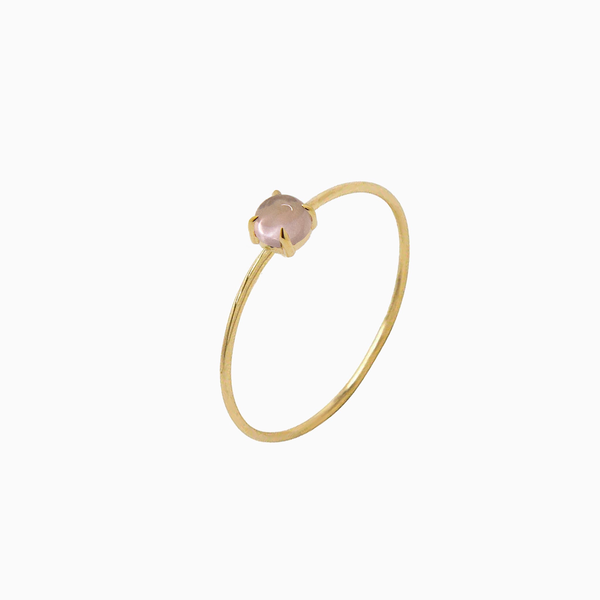 14k Yellow Gold 3mm Rose Quartz Microstackable Ring