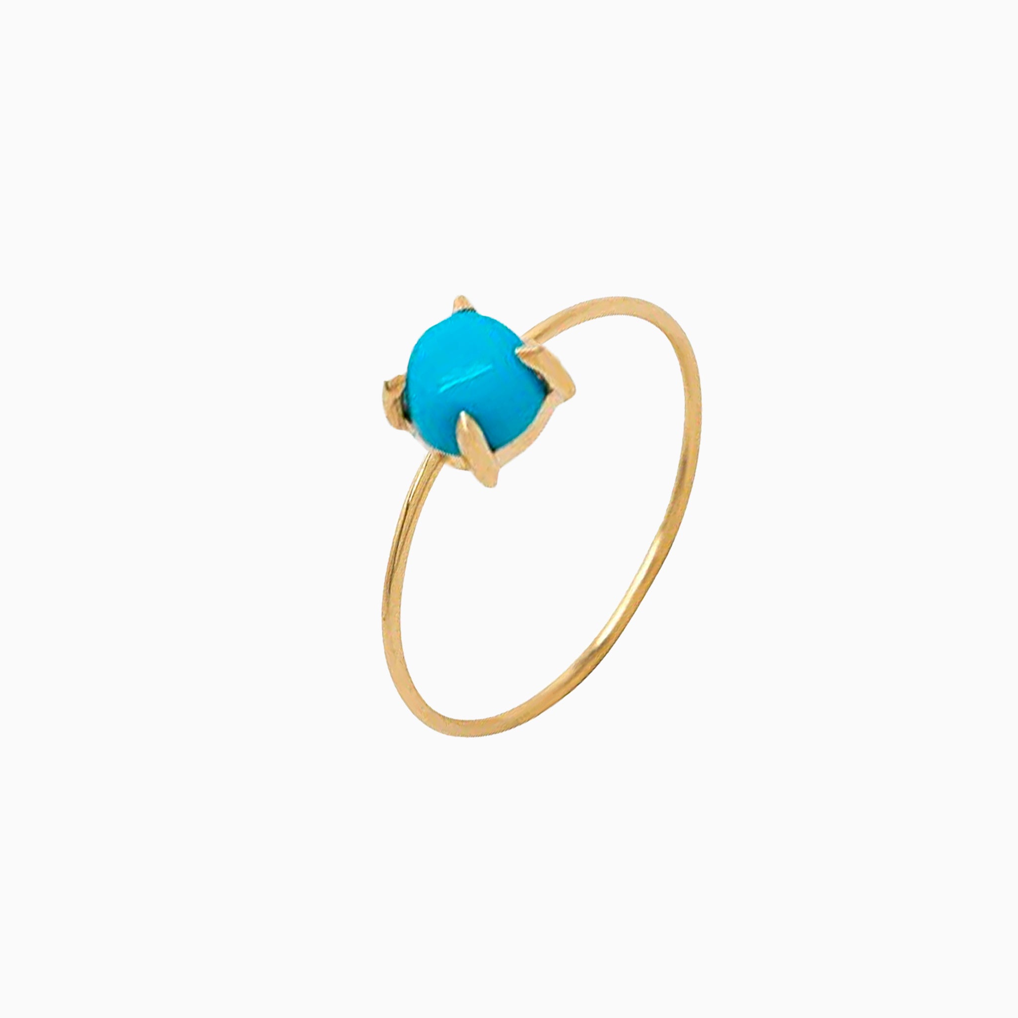 14K Yellow Gold 6mm Turquoise Microstackable Ring