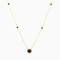 14k Yellow Gold Bewitched Black Onyx Station Necklace
