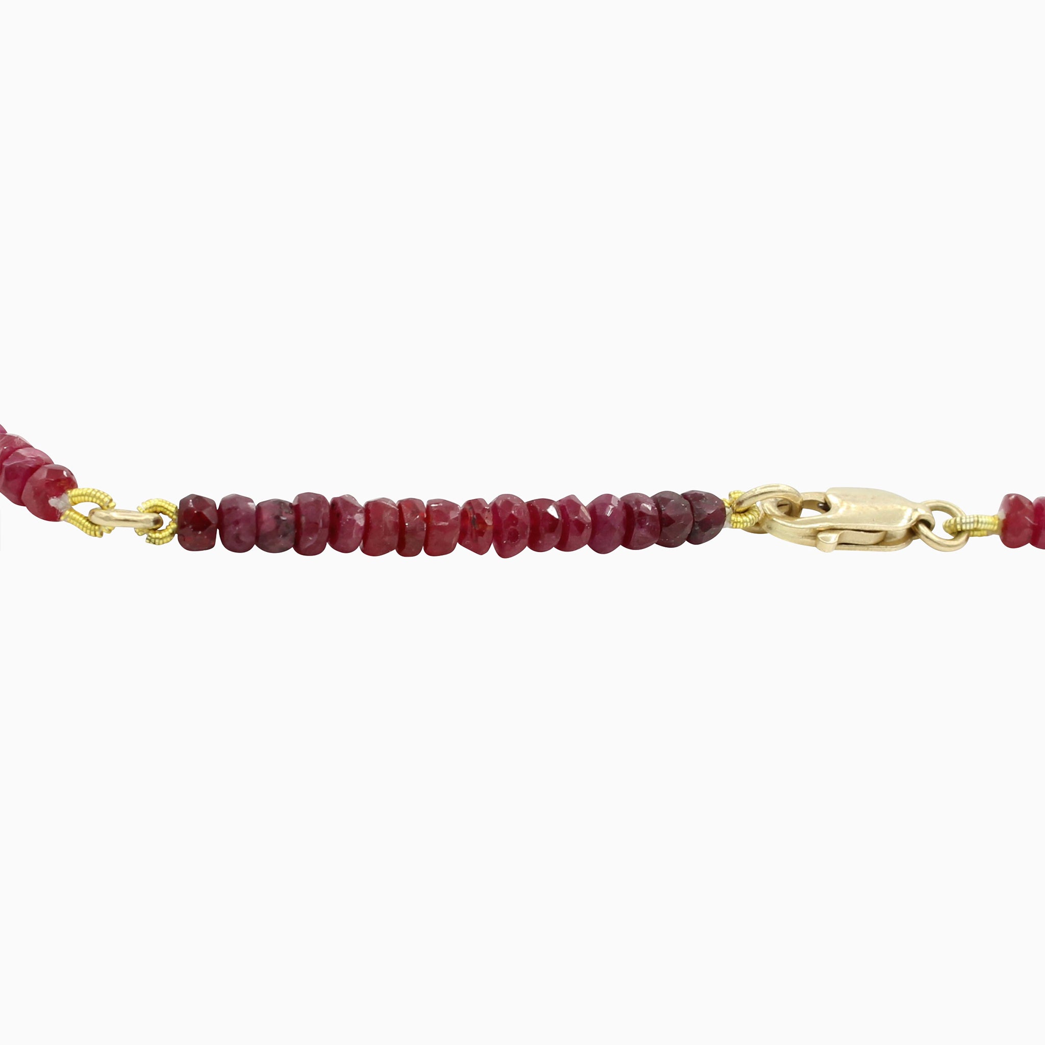 Radiant in Red 40CT Adjustable Ombre Ruby Choker Necklace, 14k Yellow Gold Lobster Clasp Closure