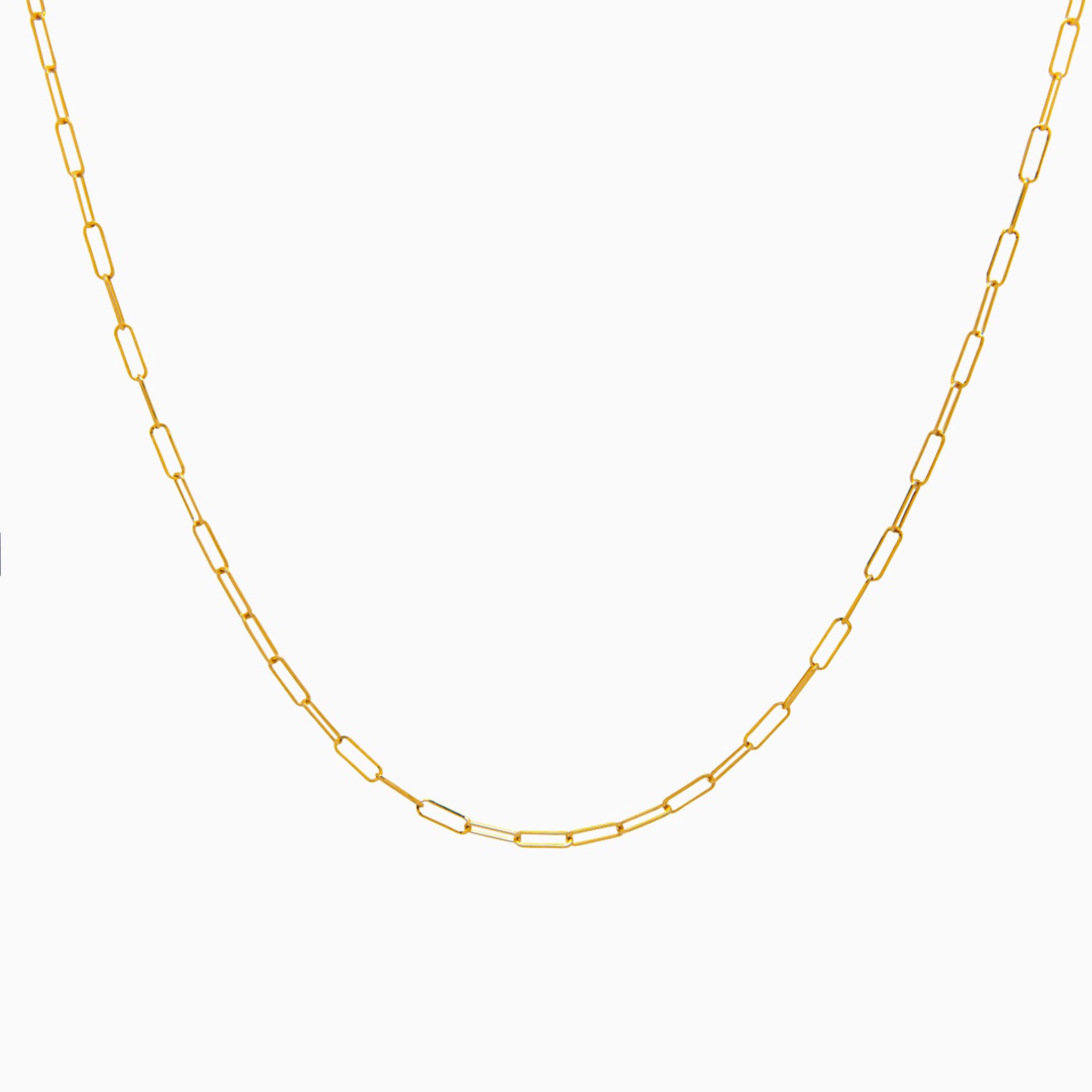 14k Yellow Gold Retro Petite Paperclip Link Chain