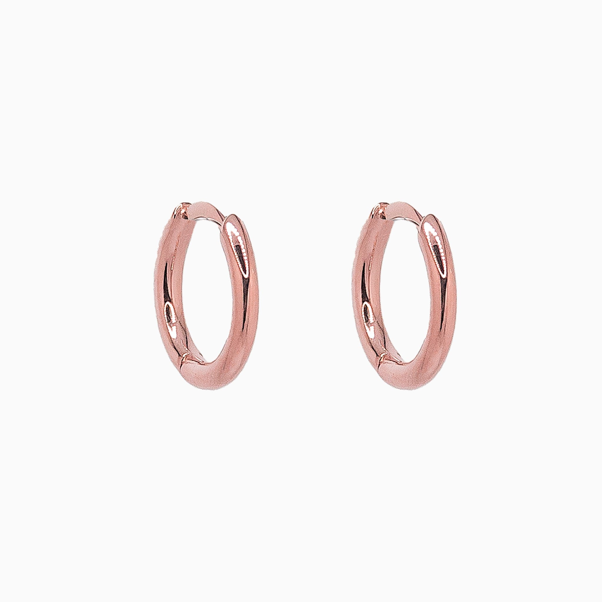 14k Rose Gold 10.5mm Hinged Everyday Round Hoop Earrings