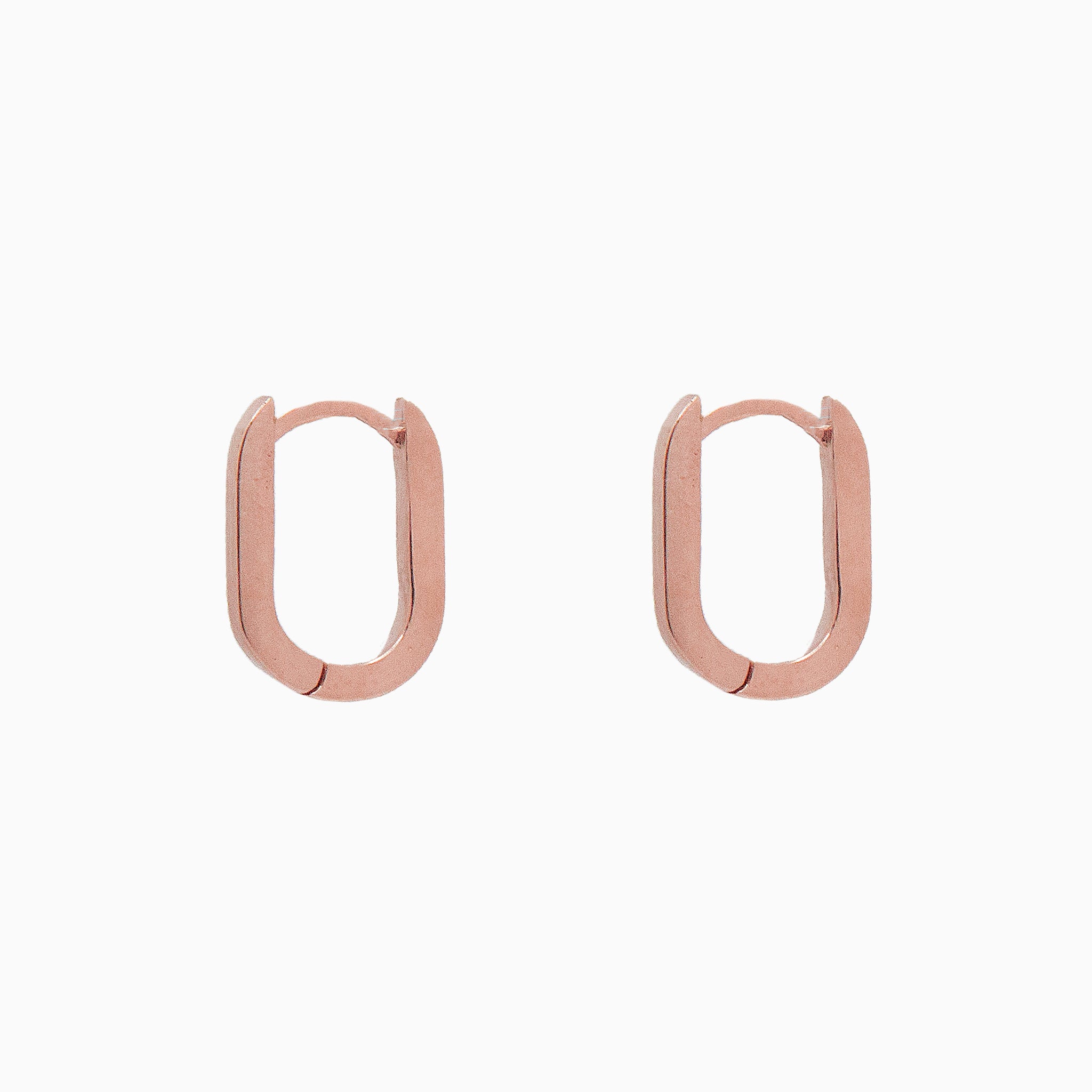 14k Rose Gold 13mm x 9mm Hinged Paperclip Hoop Earrings, Side View