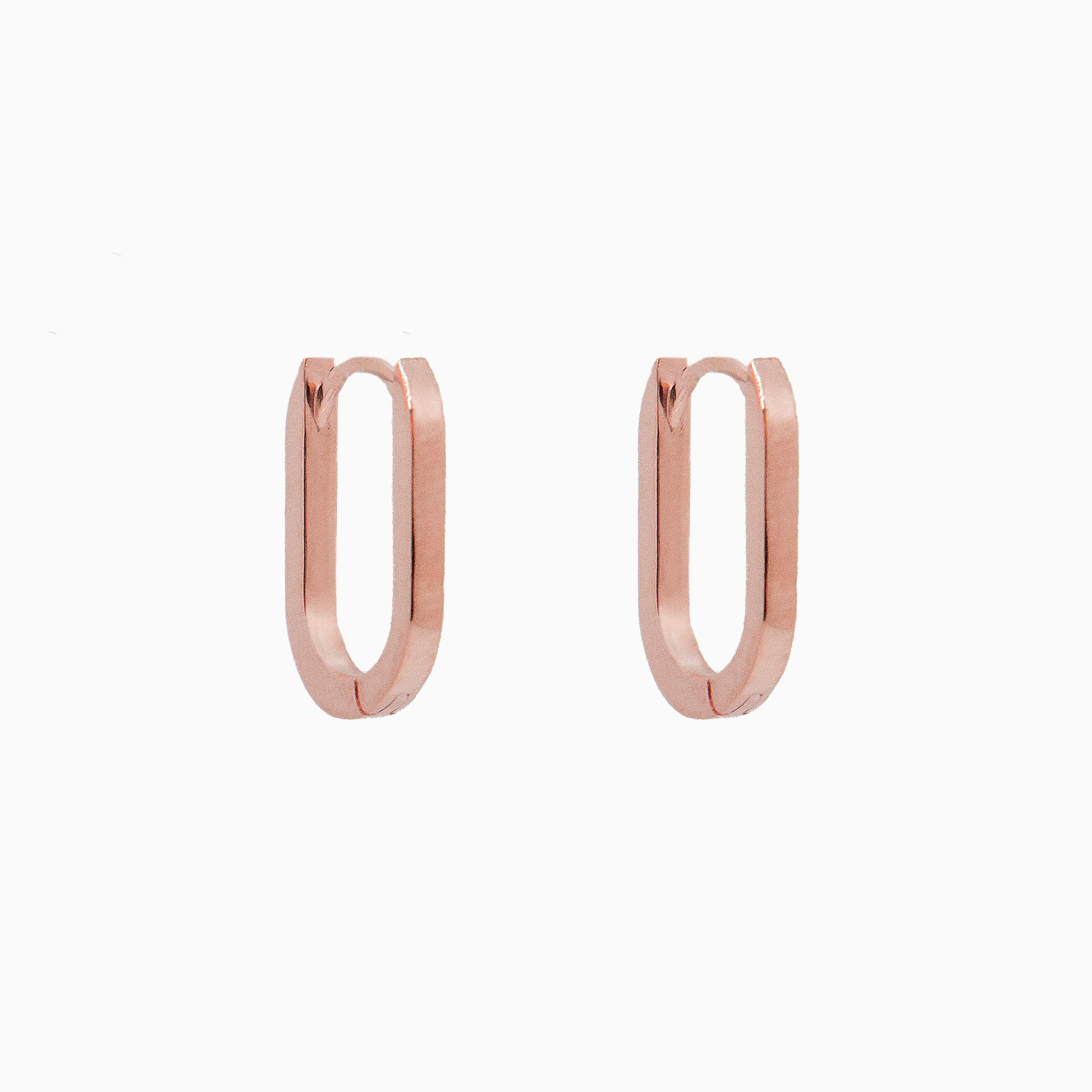 14k Rose Gold 15mm x 10mm Hinged Paperclip Hoop Earrings