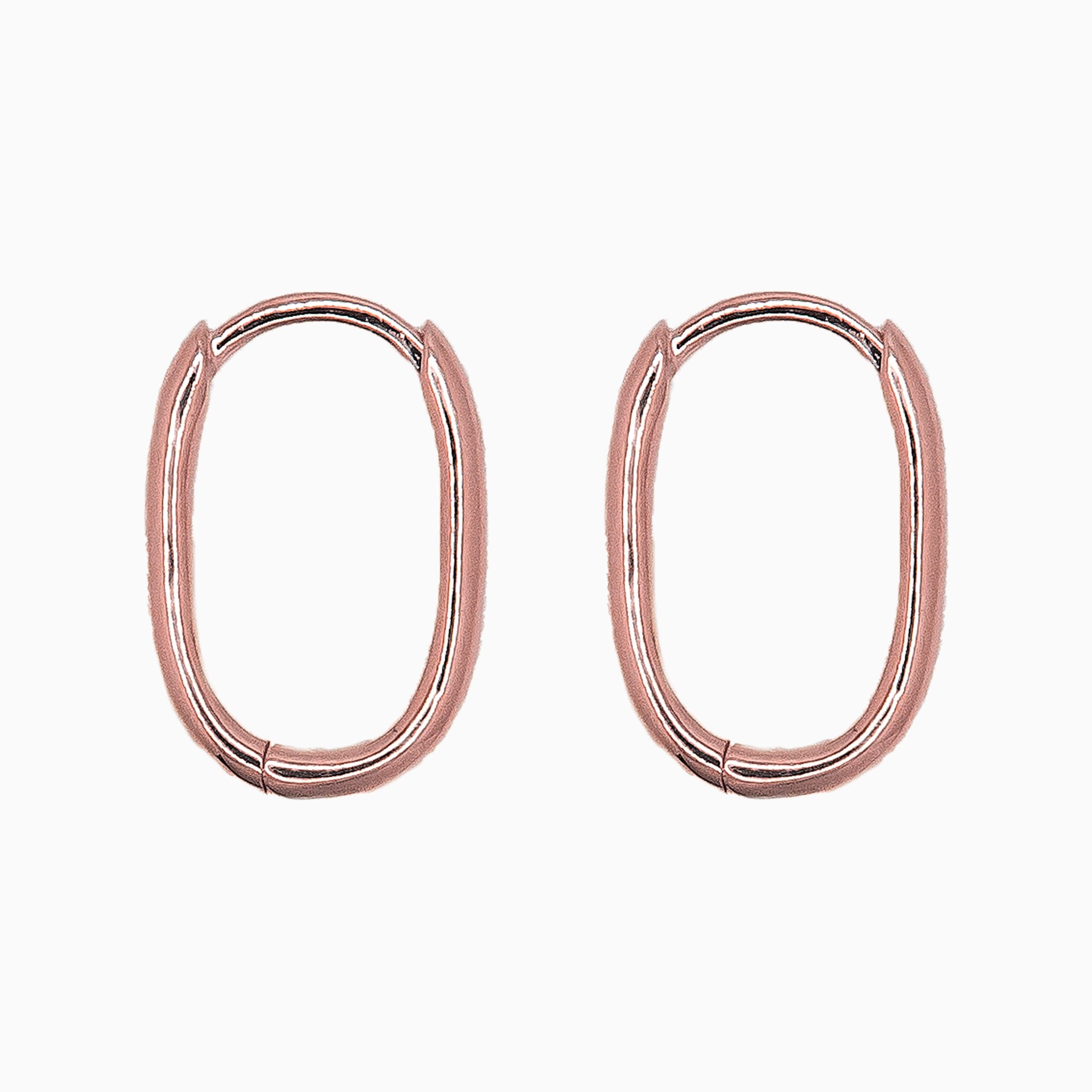14k Rose Gold 15mm x 10mm Hinged Everyday Oval Hoop Earrings, Side View