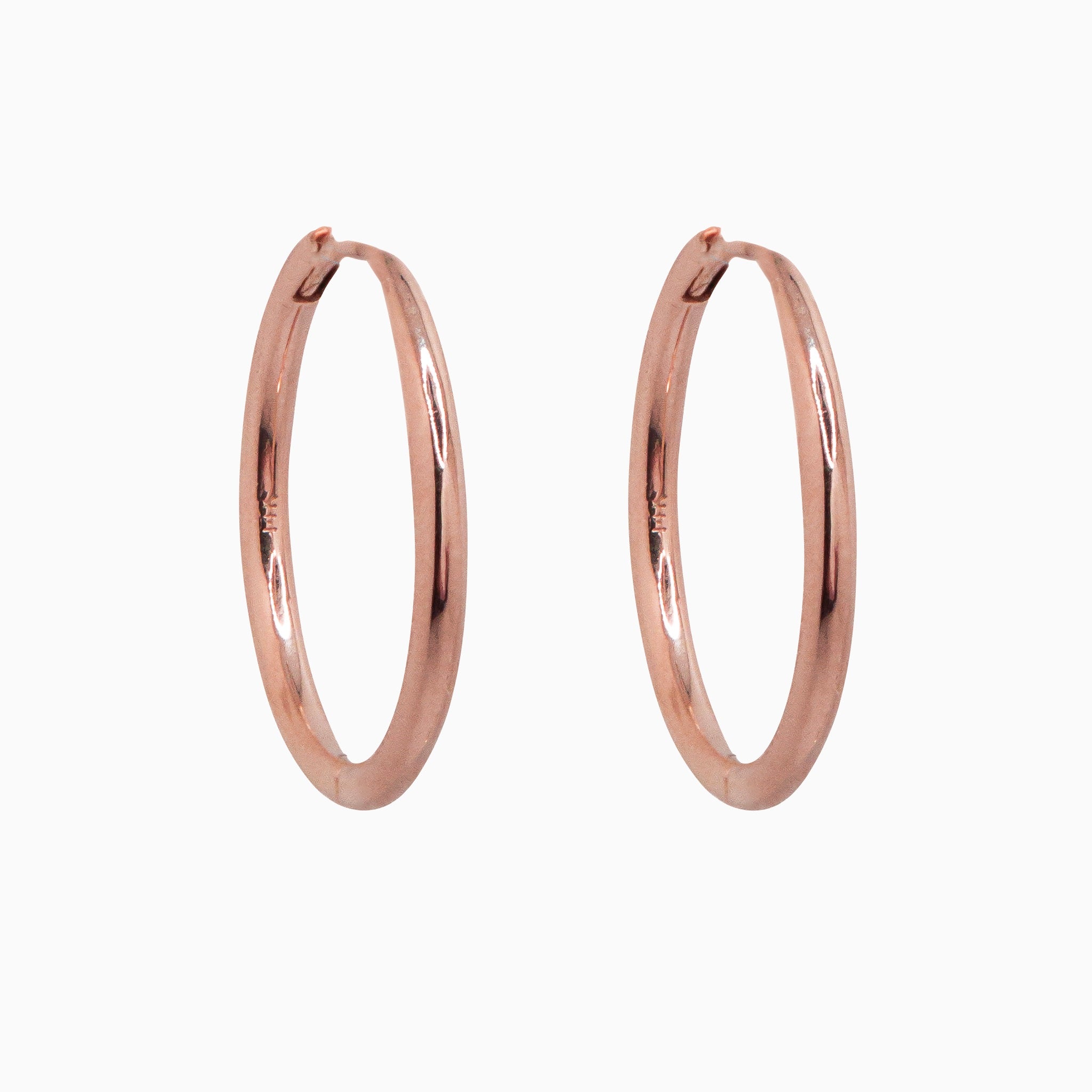 14k Rose Gold 21mm Hinged Everyday Round Solid Hoop Earrings