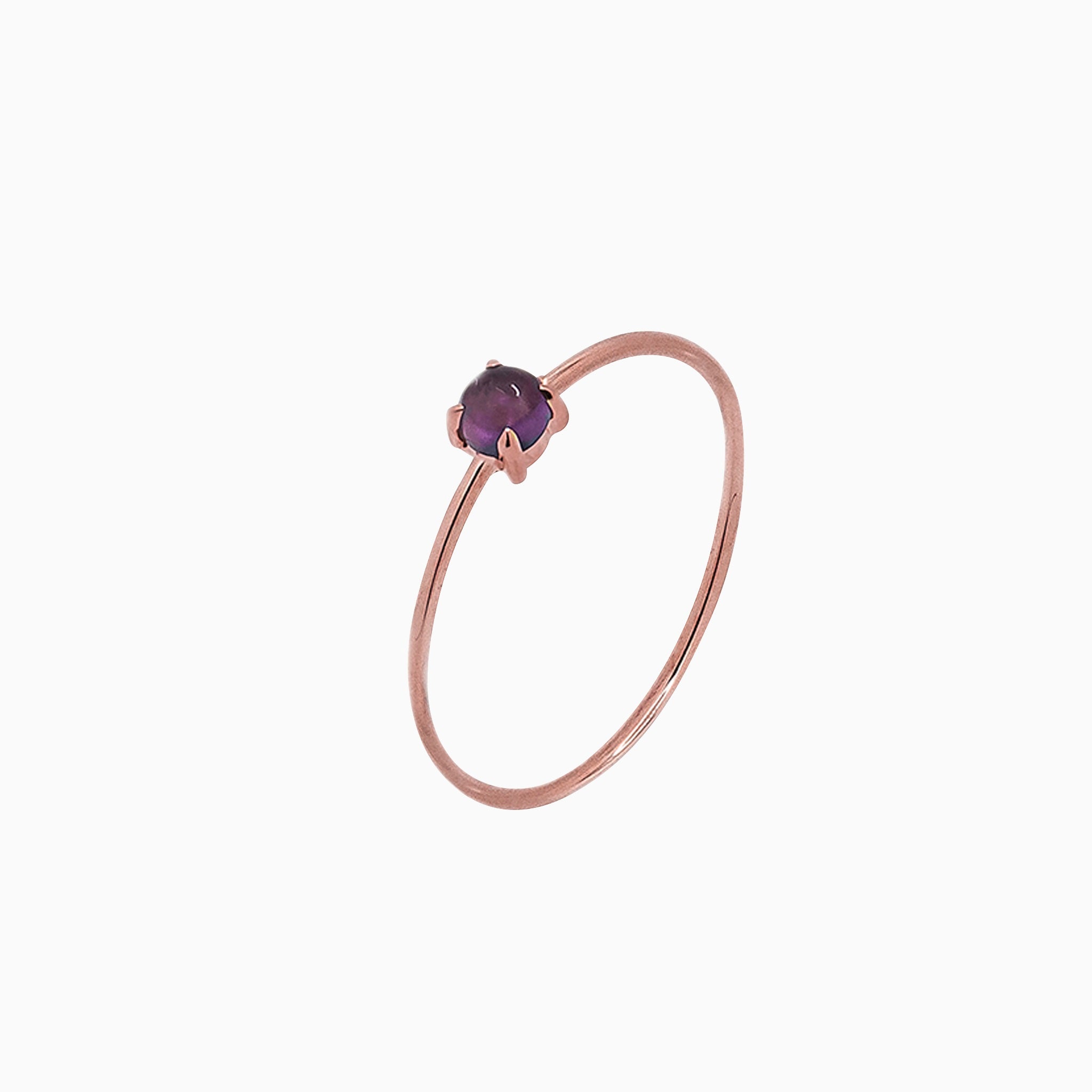 14k Rose Gold 3mm Amethyst Microstackable Ring