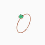 14k Rose Gold 3mm Apple Green Chrysoprase Microstackable Ring