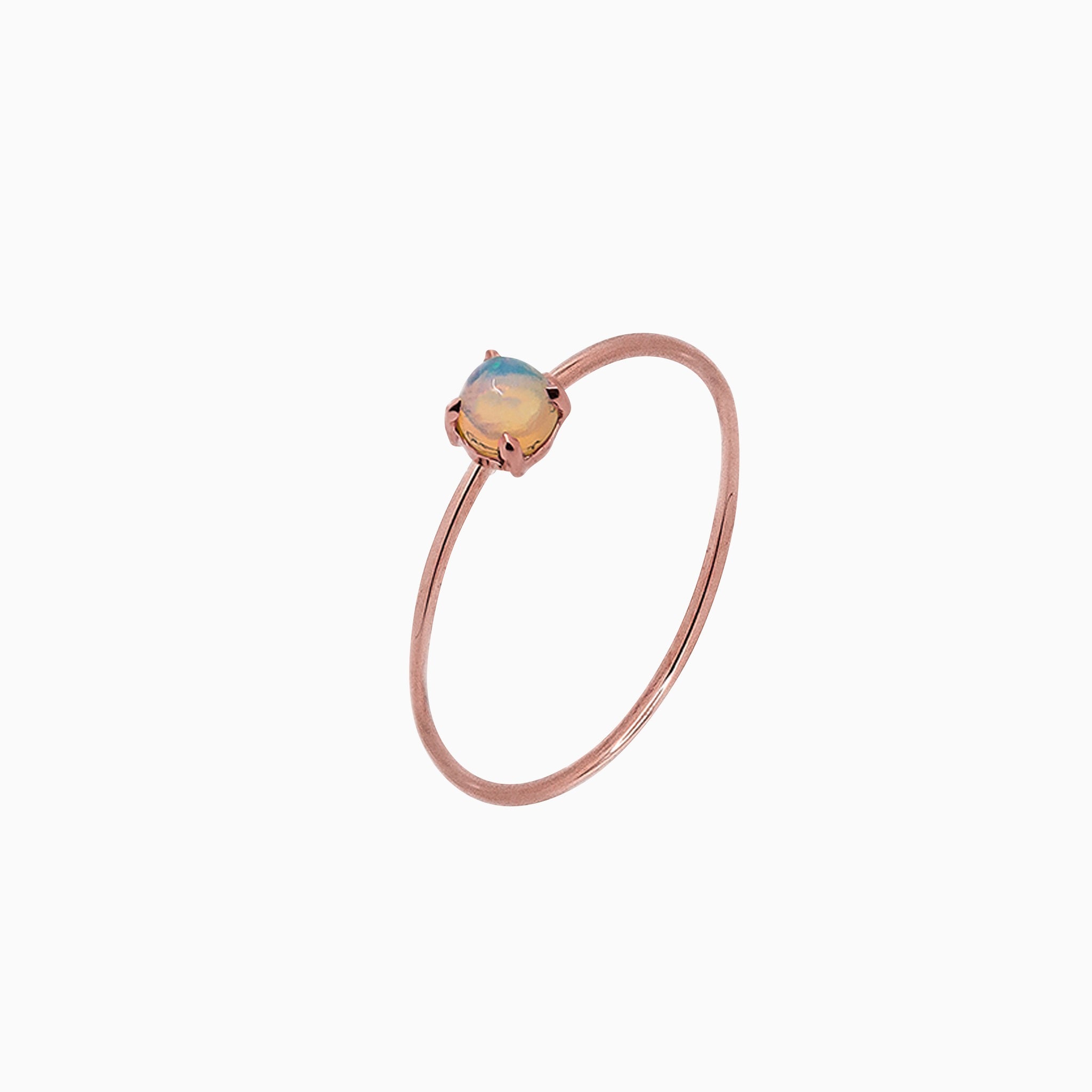 14k Rose Gold 3mm Opal Microstackable Ring
