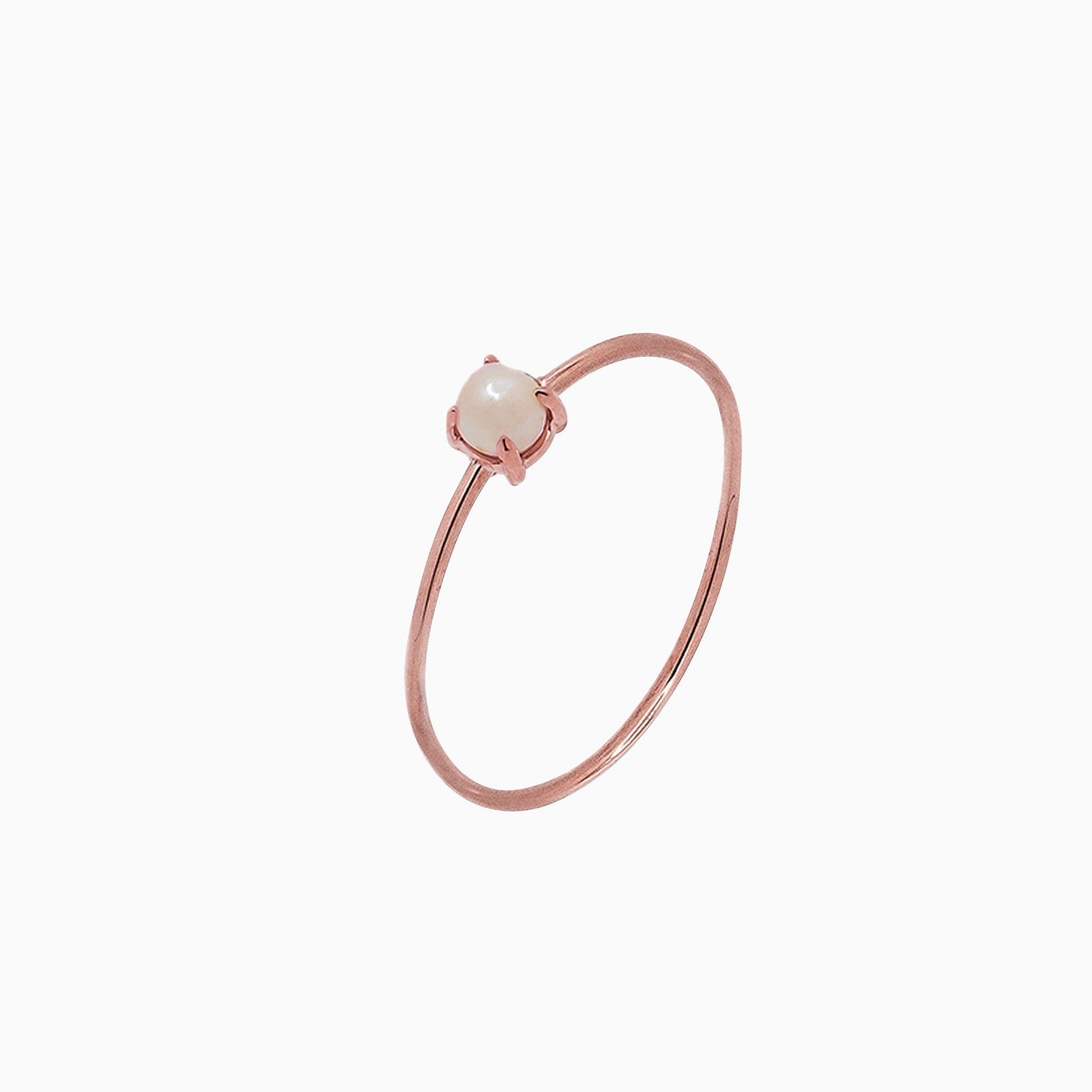 14k Rose Gold 3mm Freshwater Pearl Microstackable Ring