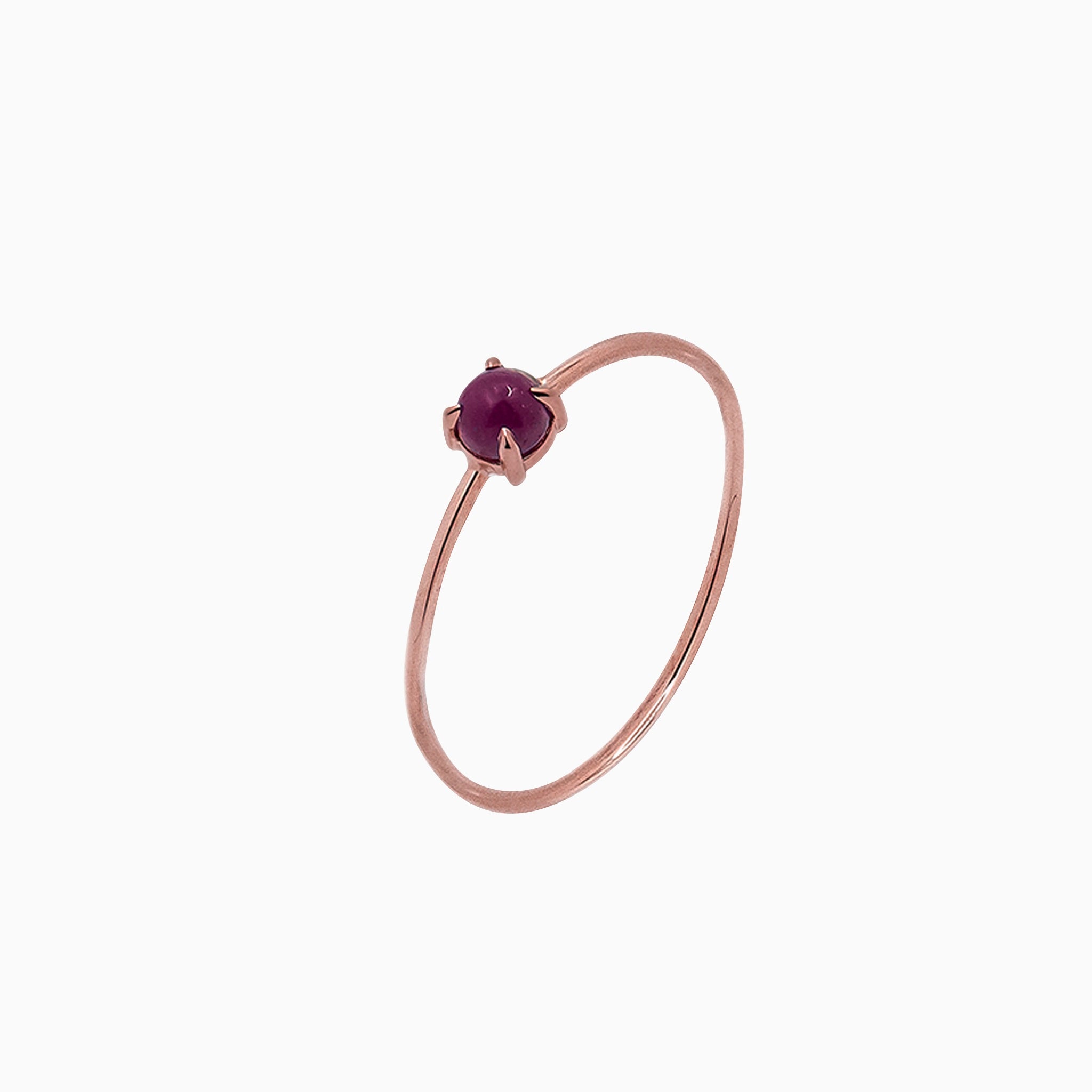 14k Rose Gold 3mm Ruby Microstackable Ring