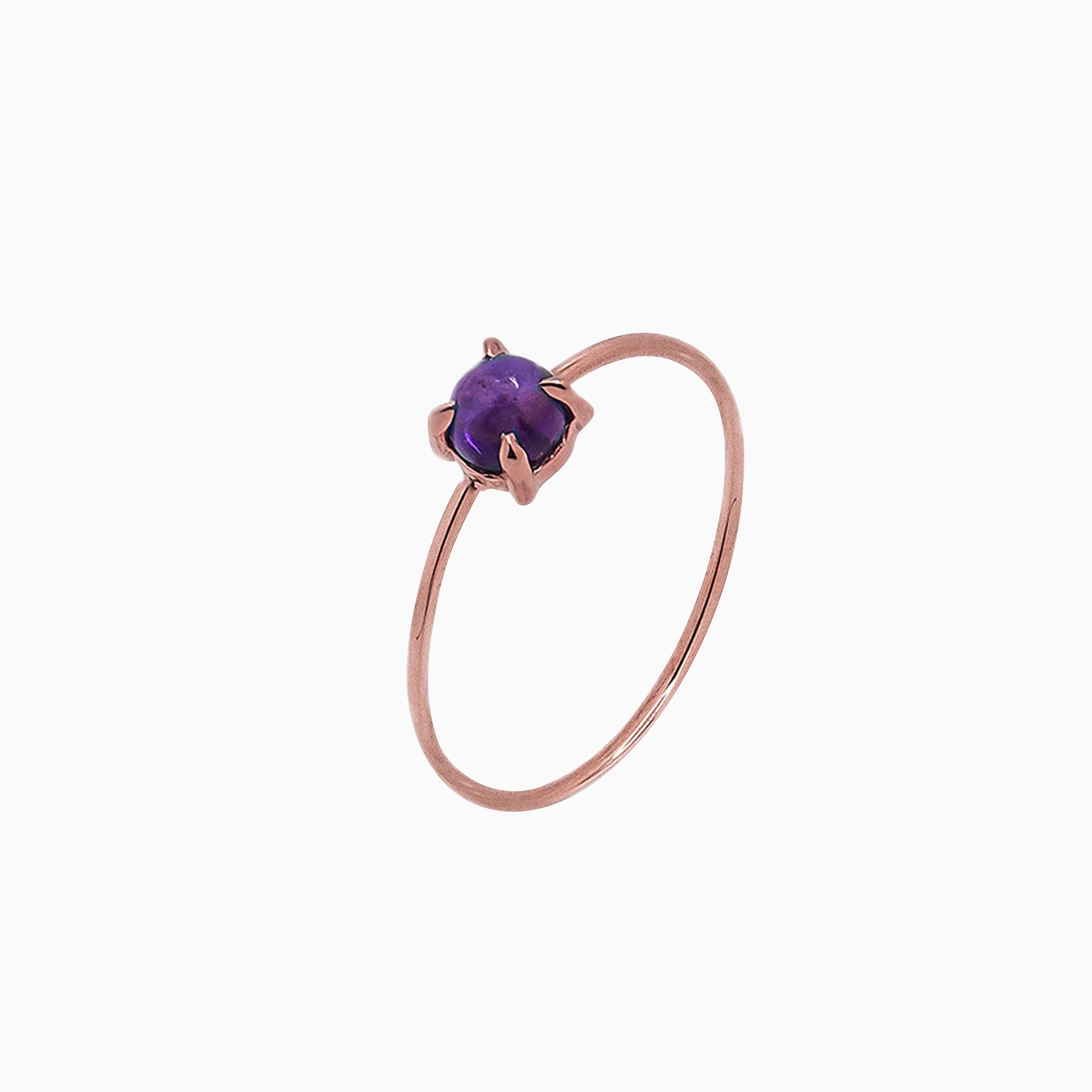 14k Rose Gold 4mm Amethyst Microstackable Ring