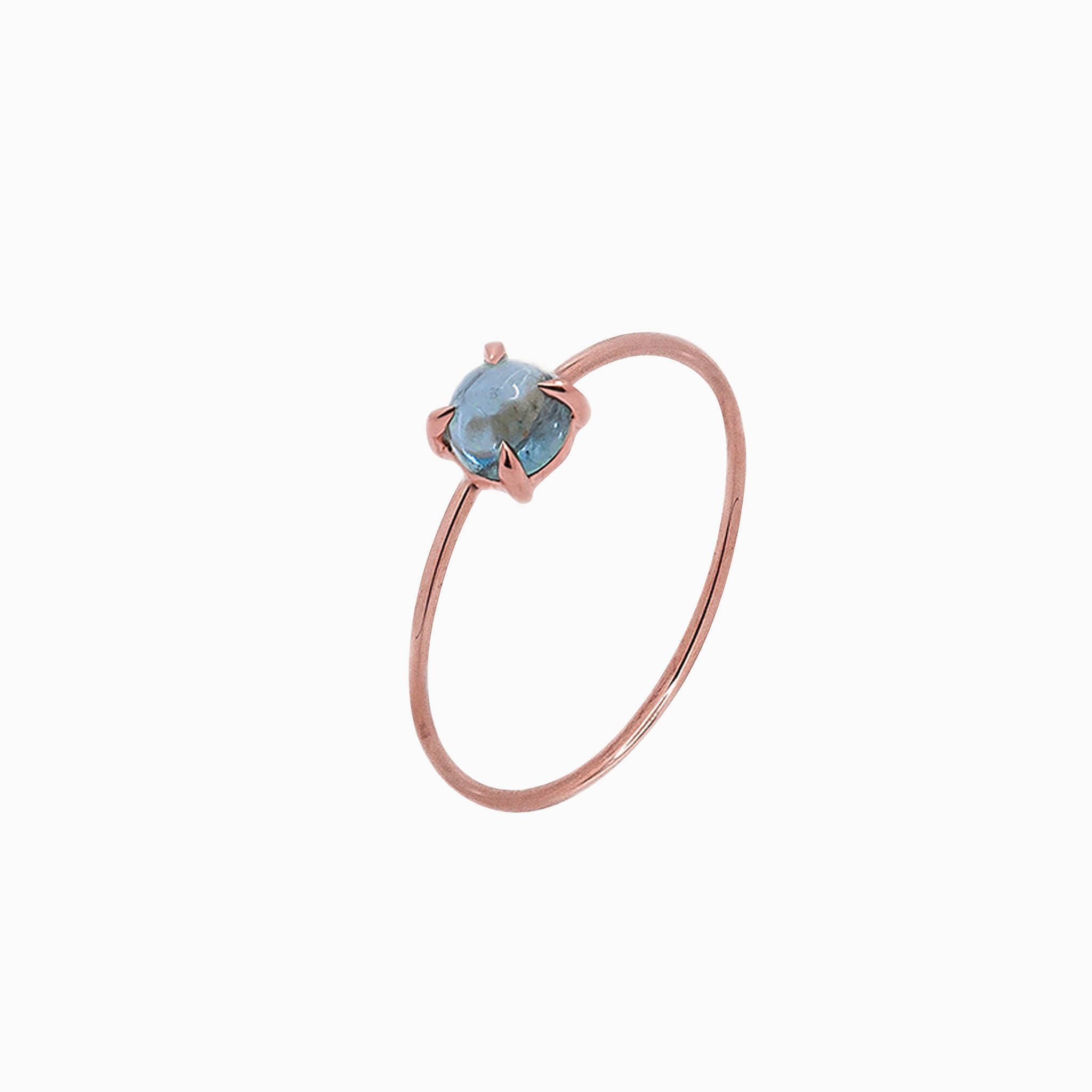 14k Rose Gold 4mm Aquamarine Microstackable Ring