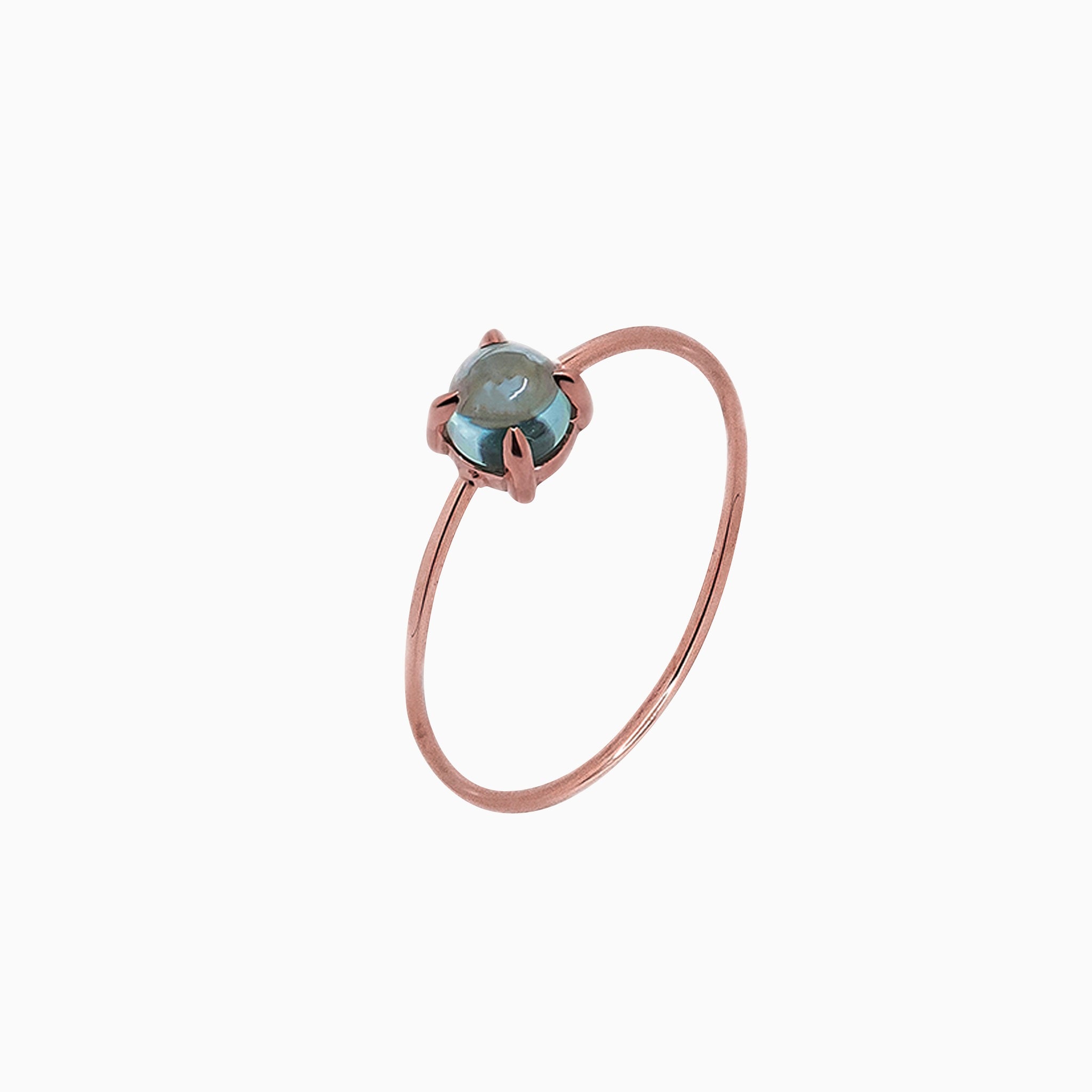 14k Rose Gold 4mm Blue Topaz Microstackable Ring