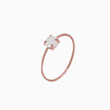 14k Gold Absolutely Effortless White Quartz Microstackable Ring