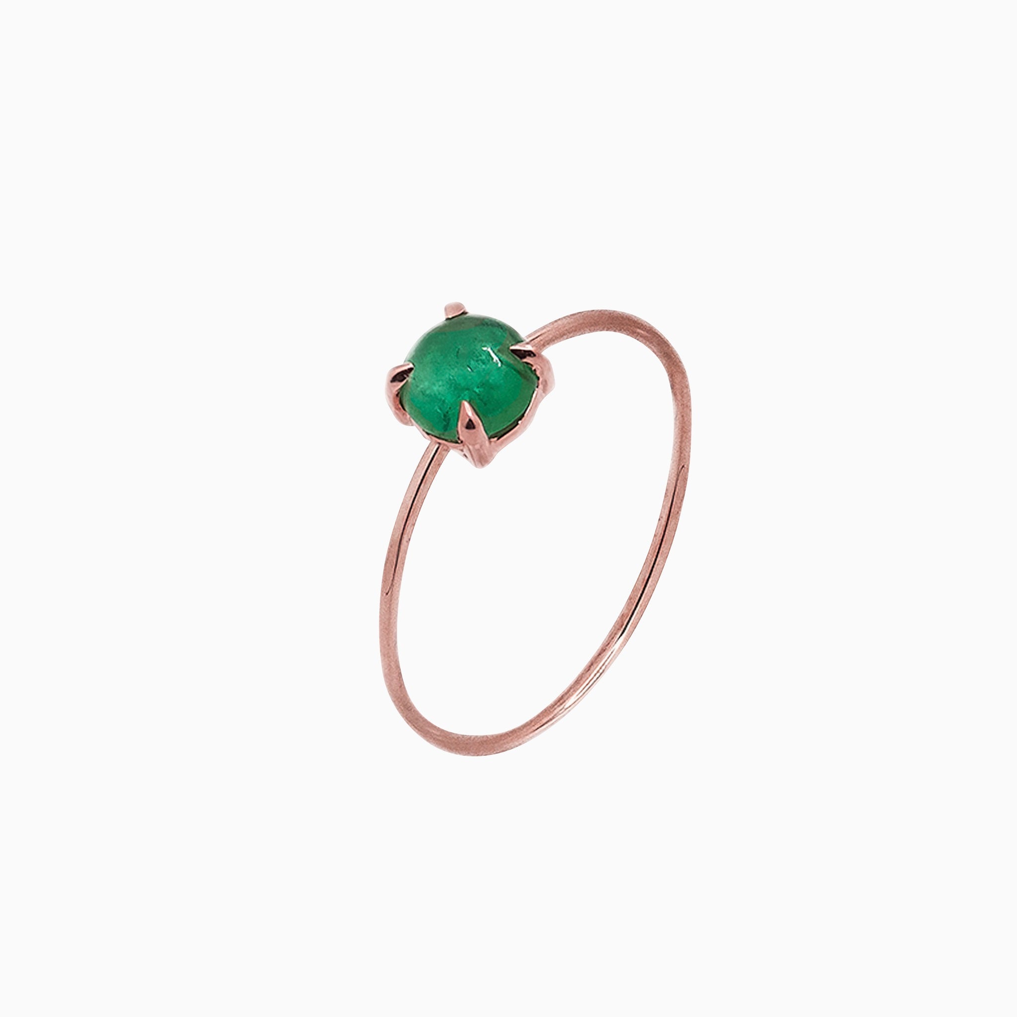 14k Rose Gold 5mm Emerald Microstackable Ring