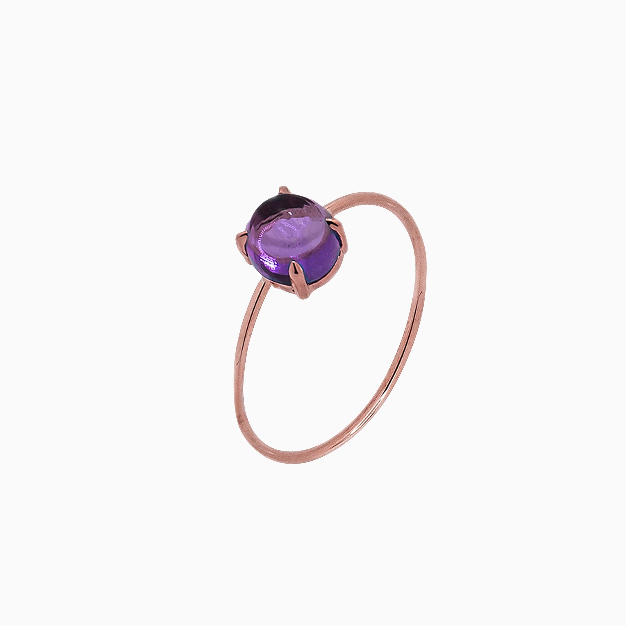 14k Rose Gold 6mm Amethyst Microstackable Ring