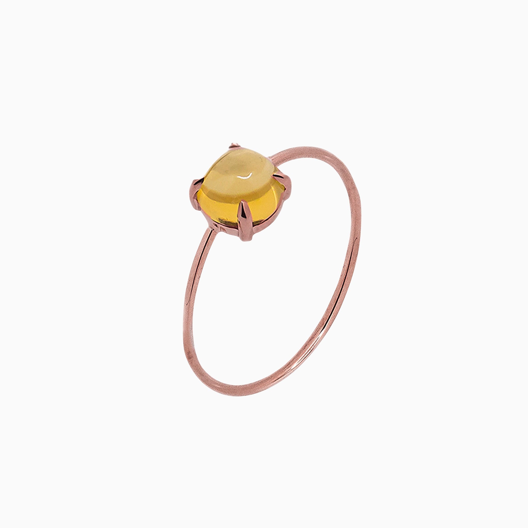 14k Rose Gold 6mm Citrine Microstackable Ring