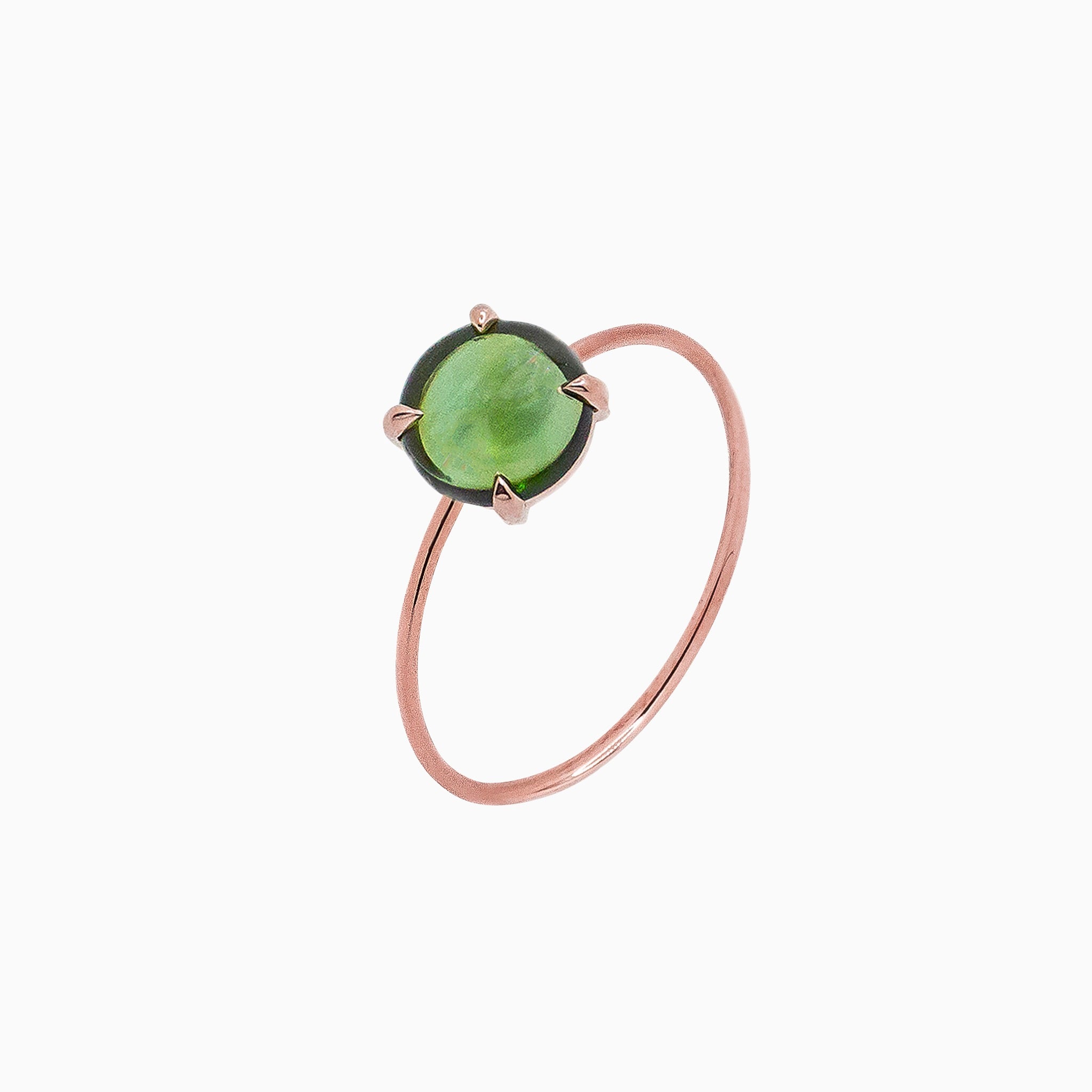 14K Rose Gold 6mm Green Tourmaline Microstackable Ring