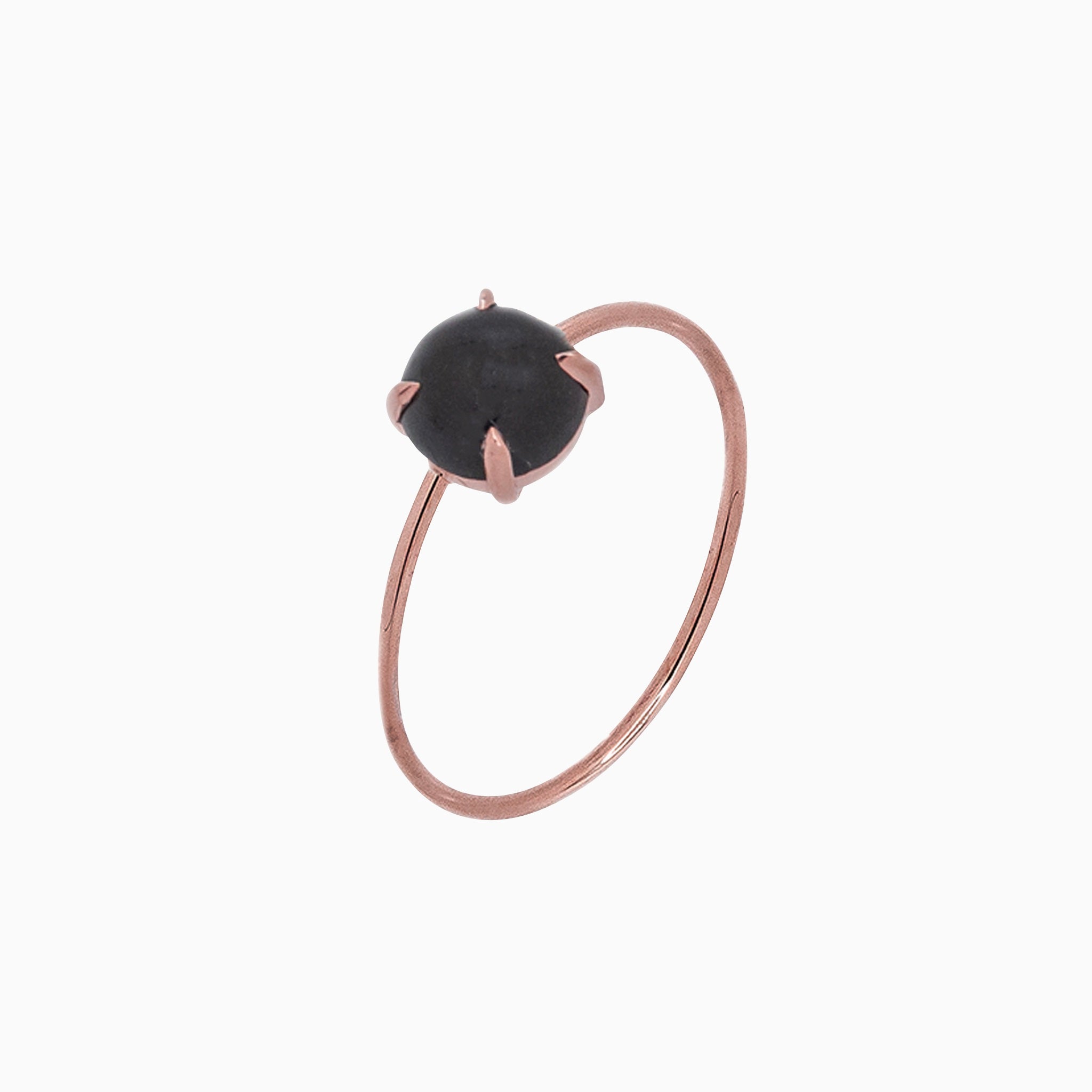 14K Rose Gold 6mm Black Onyx Microstackabe Ring
