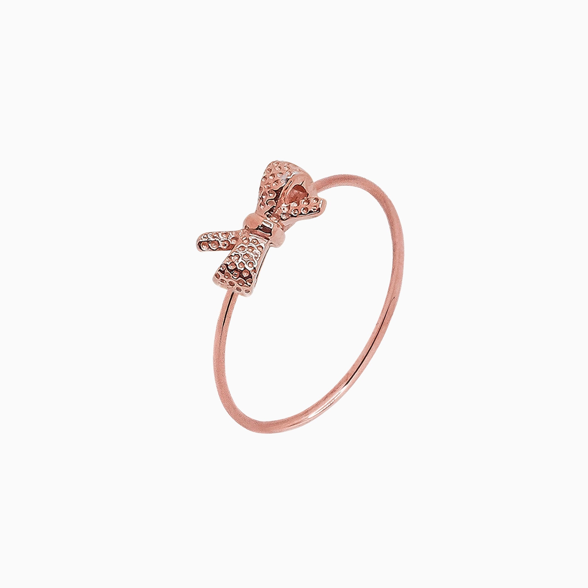 14K Rose Gold Ribbon Bow Microstackable Ring