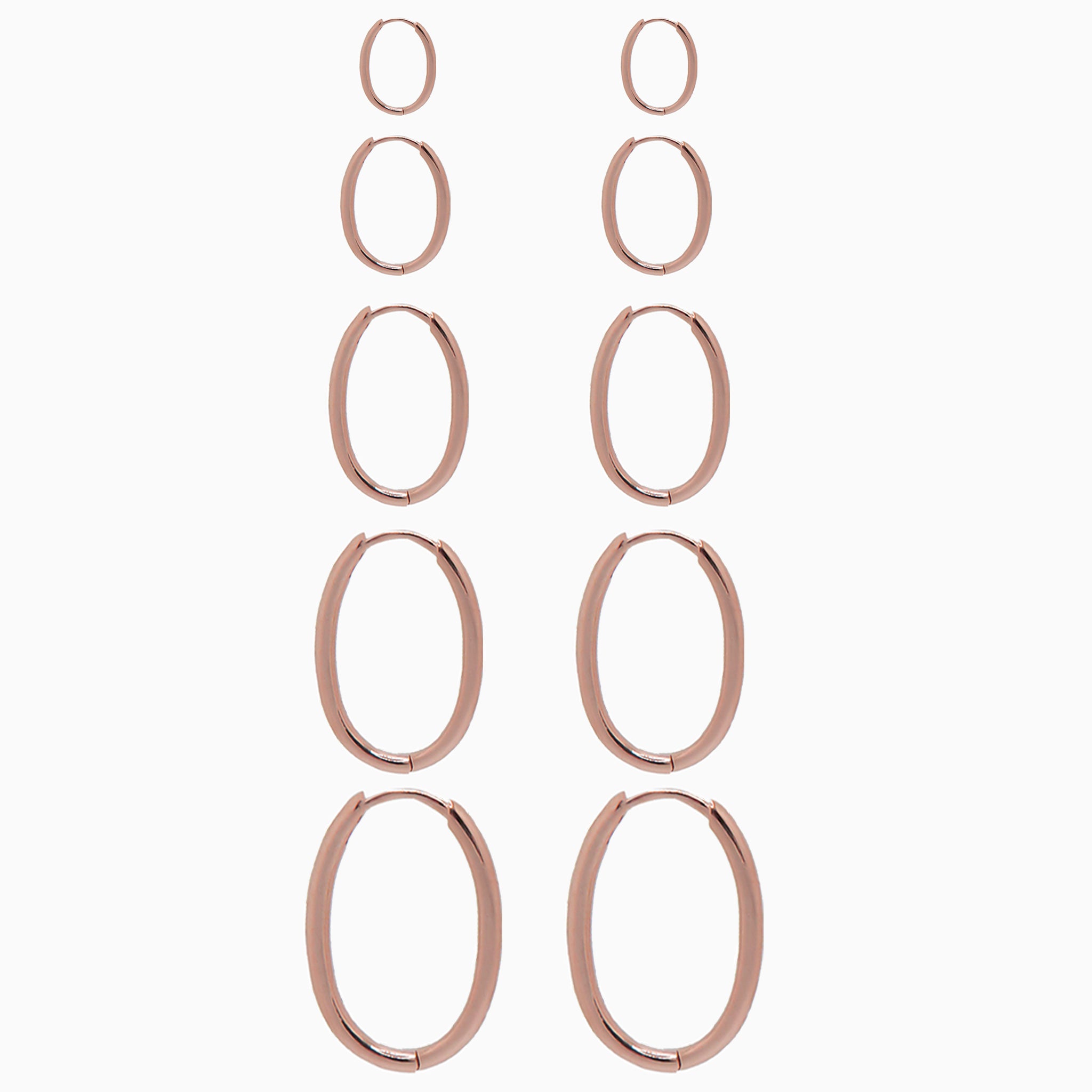 14k Rose Gold Hinged Everyday Oval Hoop Earrings, Size Run View