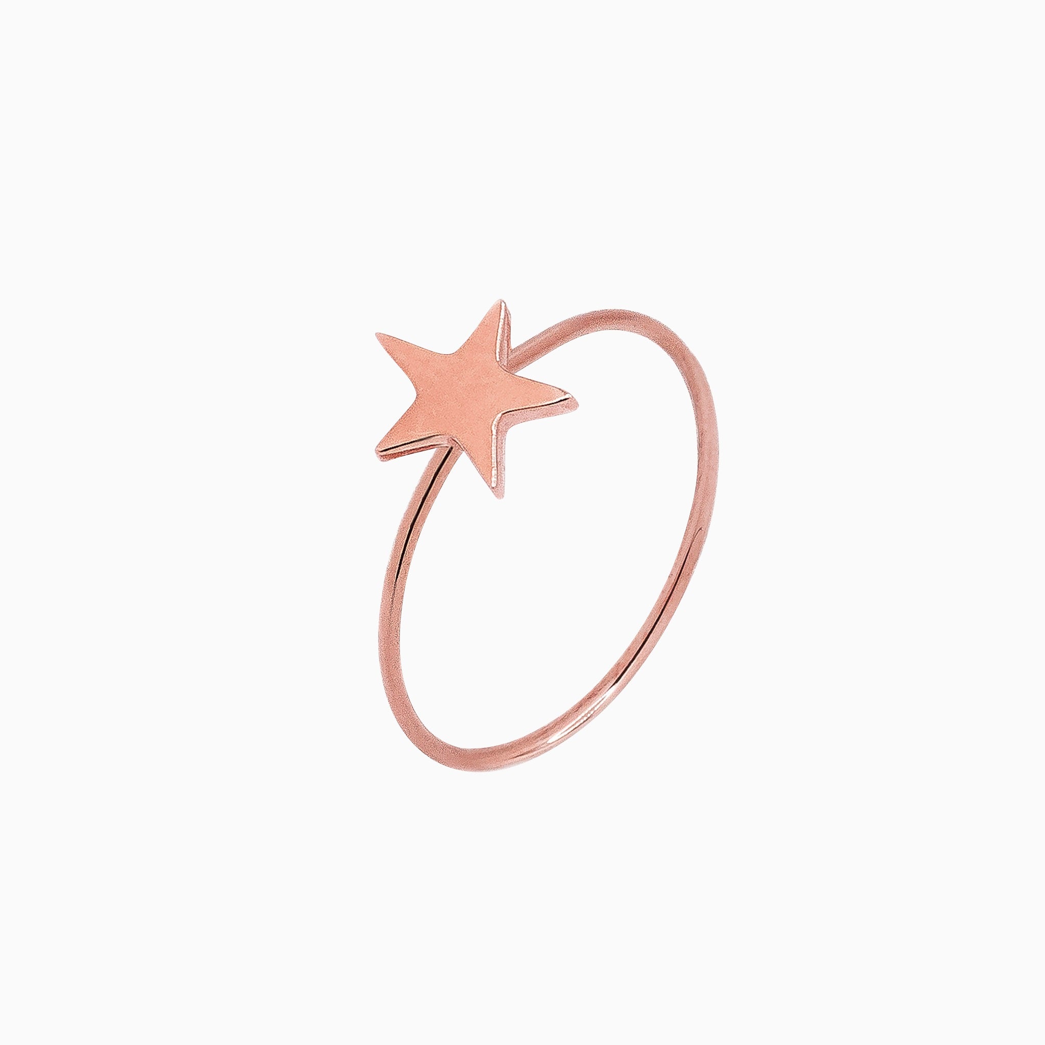 14K Rose Gold Shining Star Microstackable Ring