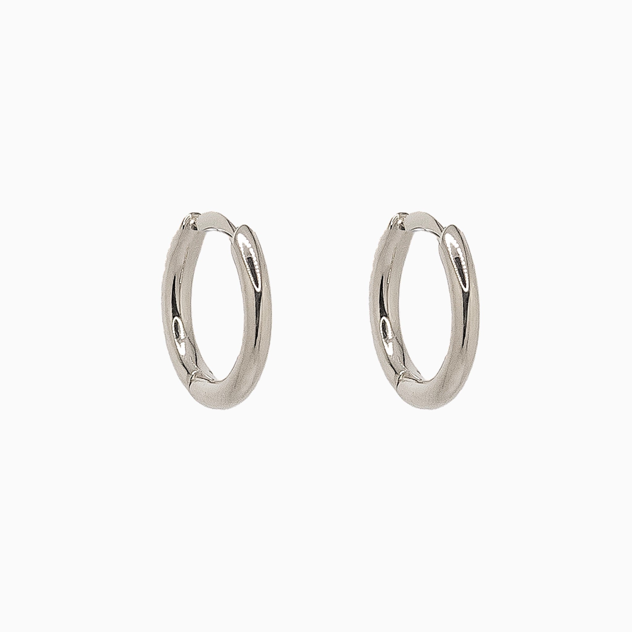 14k White Gold 10.5mm Hinged Everyday Round Hoop Earrings