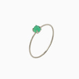 14k White Gold 3mm Apple Green Chrysoprase Microstackable Ring