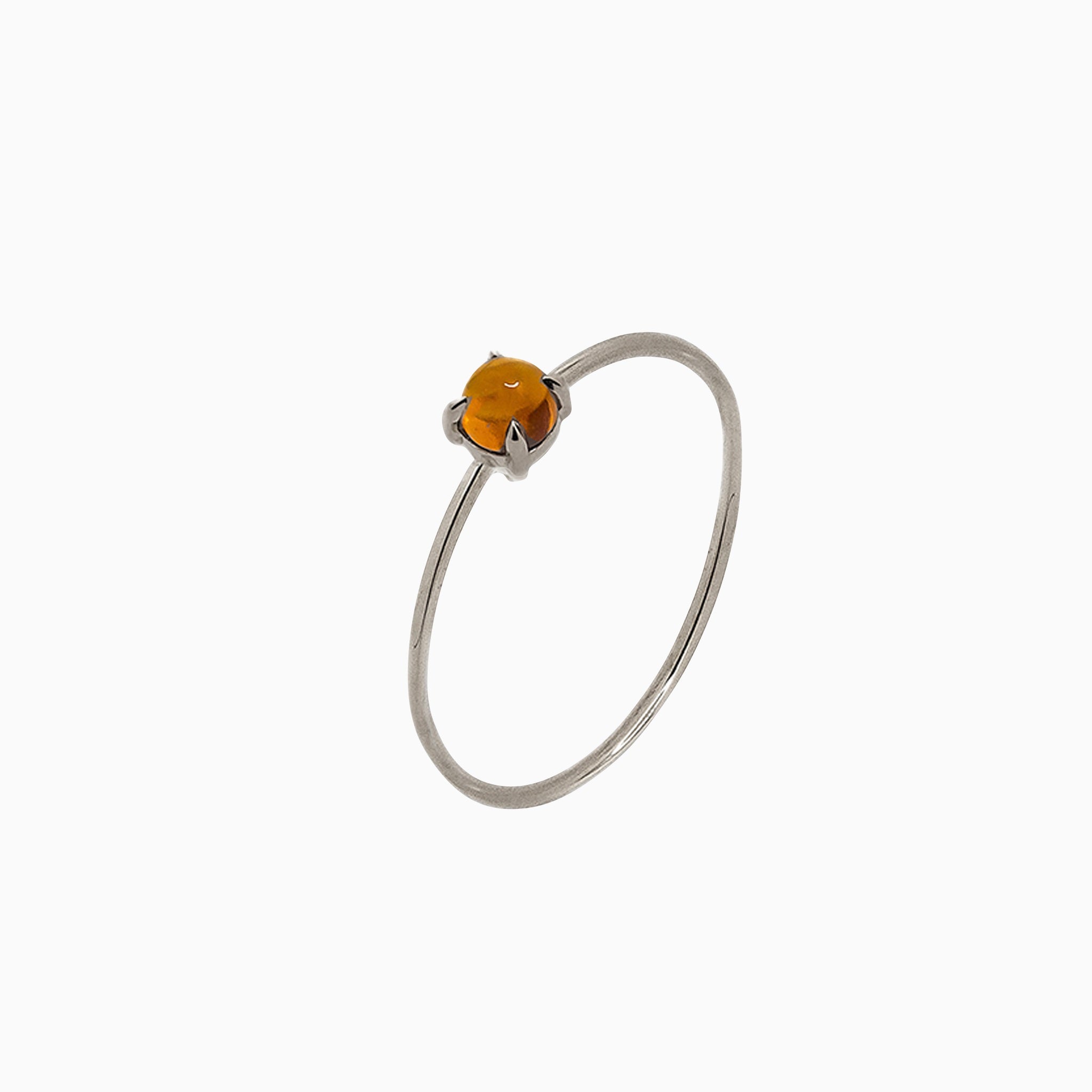 14k White Gold 3mm Citrine Microstackable Ring