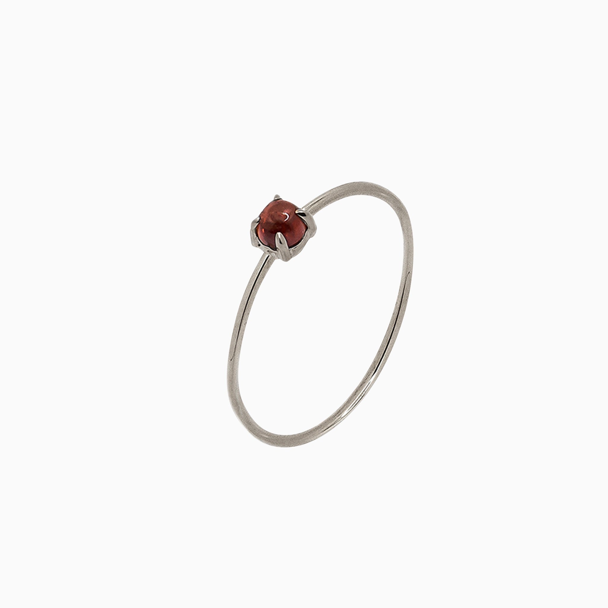 14k White Gold 3mm Red Garnet Microstackable Ring