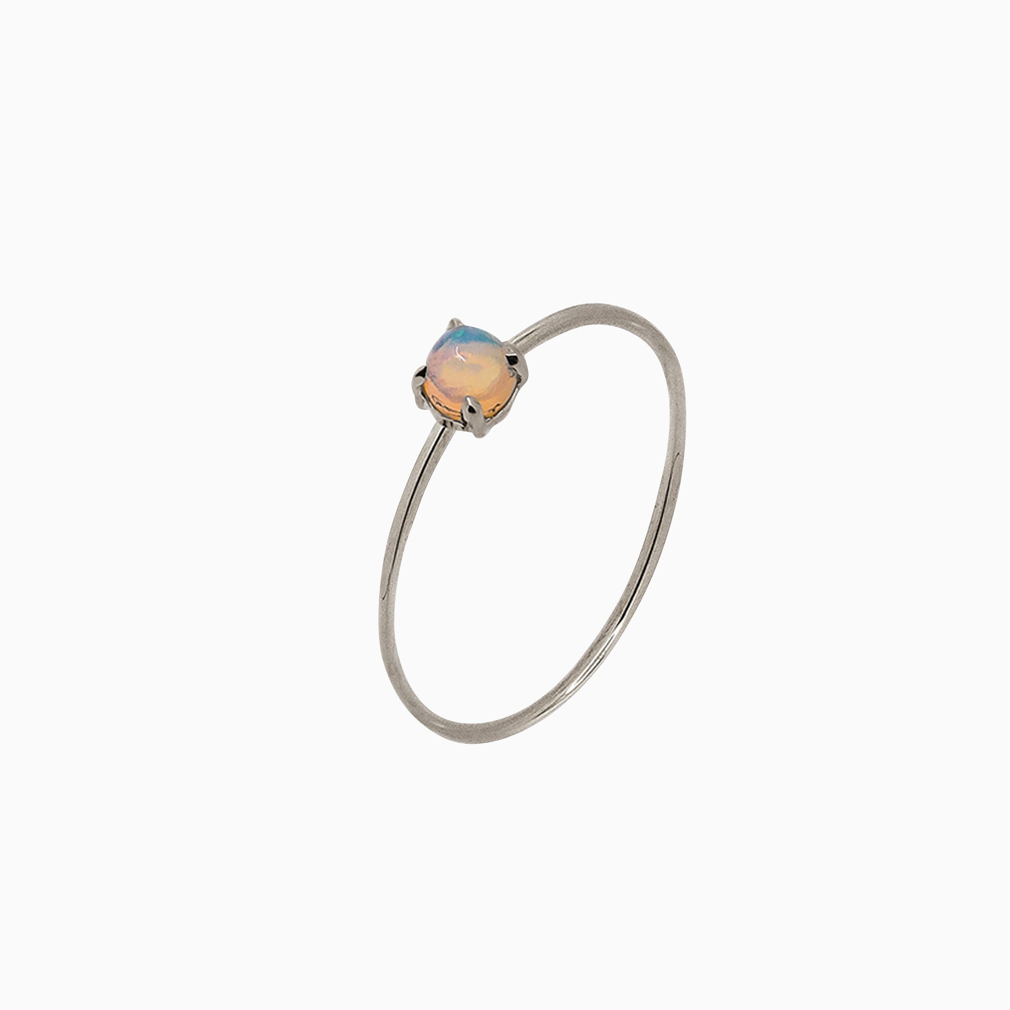 14k White Gold 3mm Opal Microstackable Ring